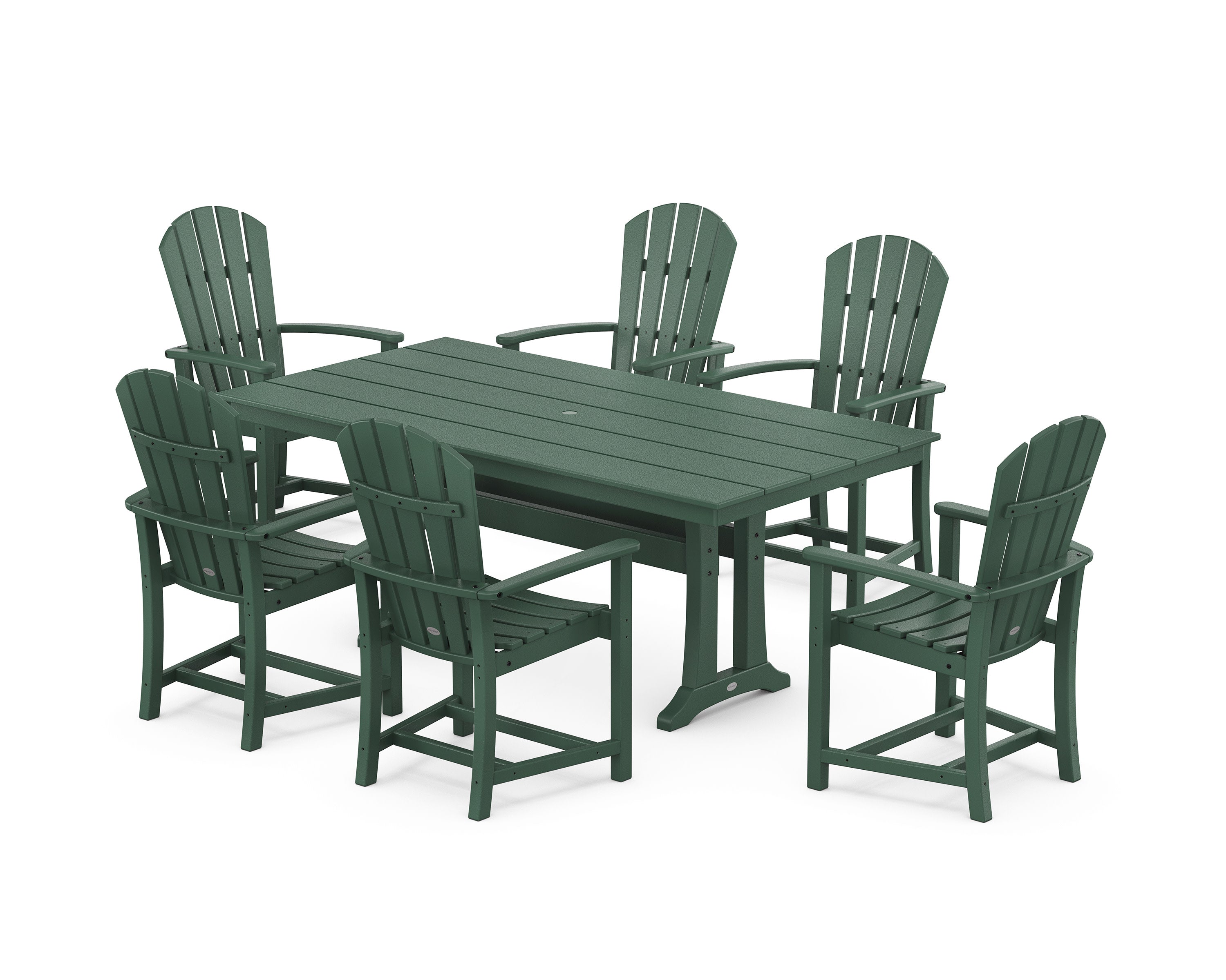 Palm Coast 7-Piece Dining Set with Trestle Legs in Green