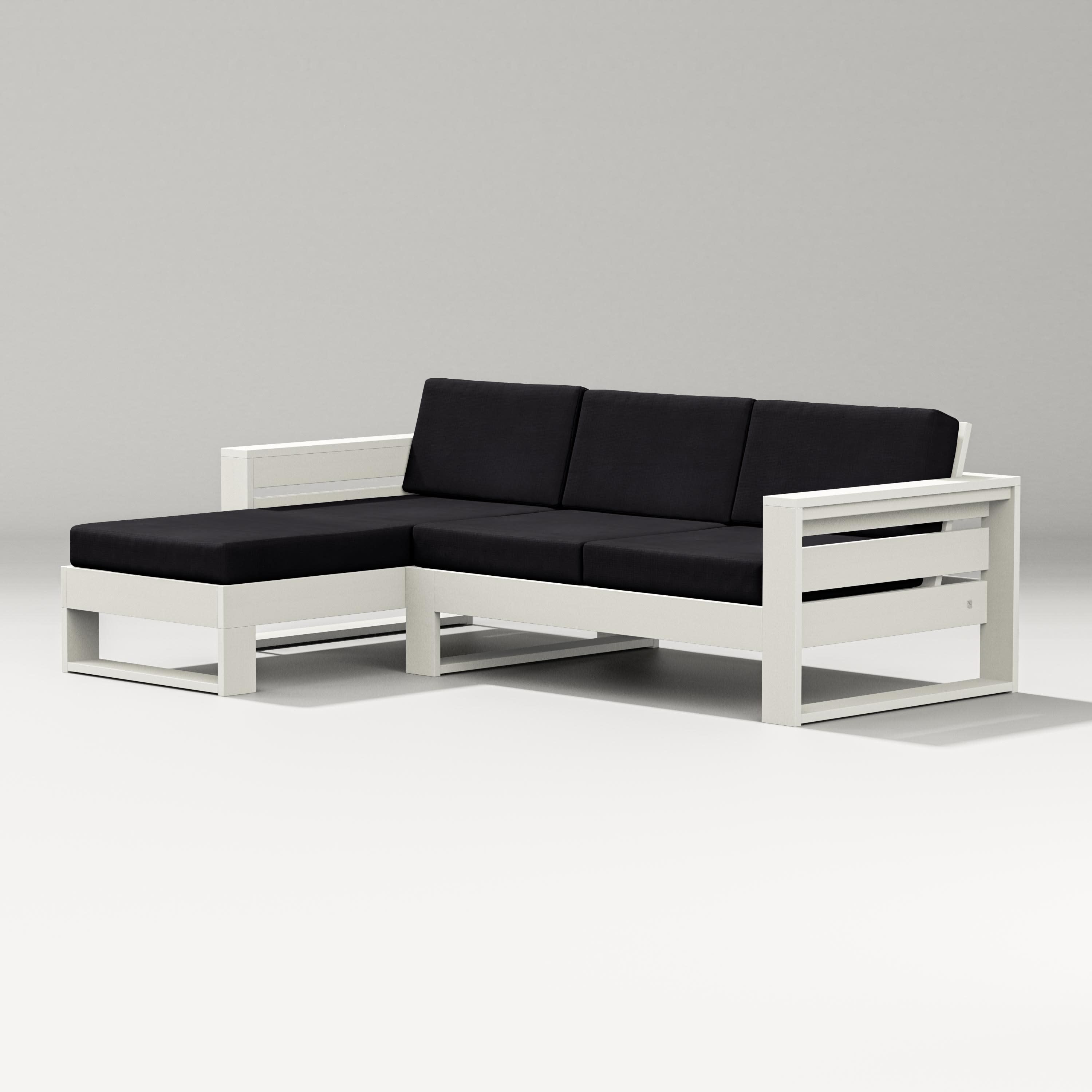 Latitude Left Chaise Sectional in Vintage White / Midnight Linen