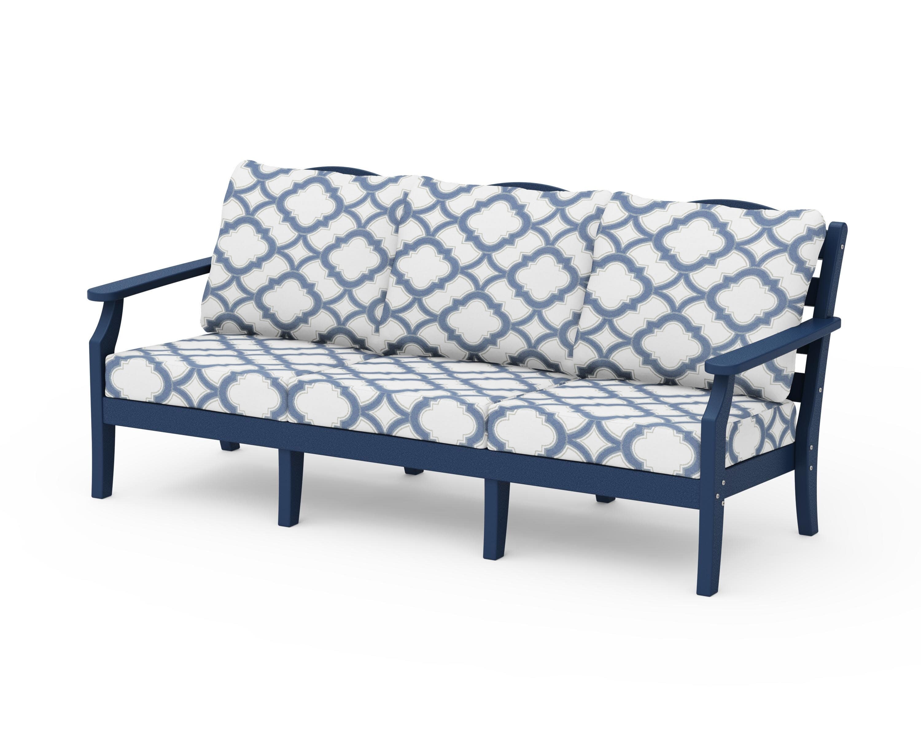 Savannah Deep Seating Sofa in Navy / Trellis Sky Blue