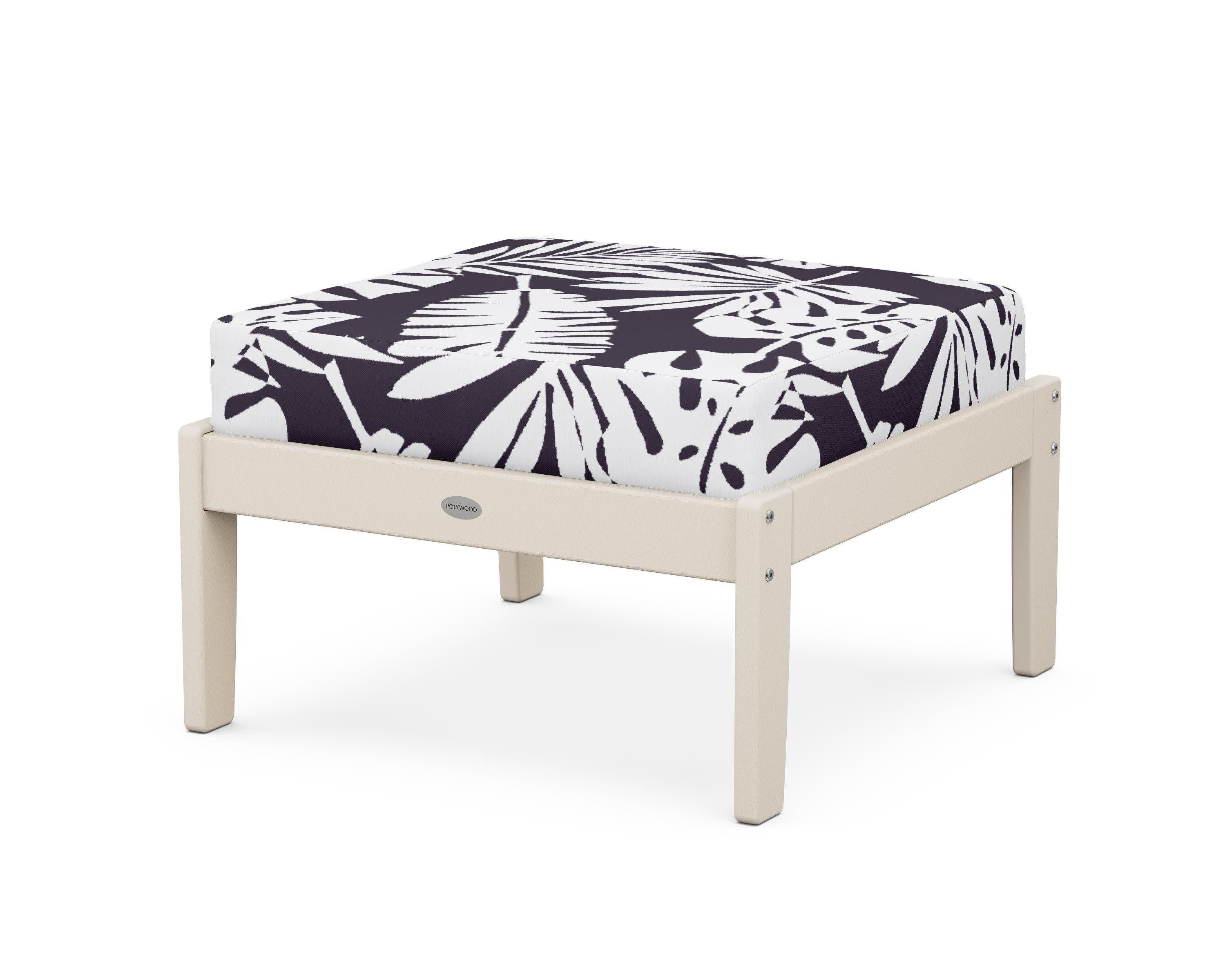 Braxton Deep Seating Ottoman in Sand / Leaf Navy