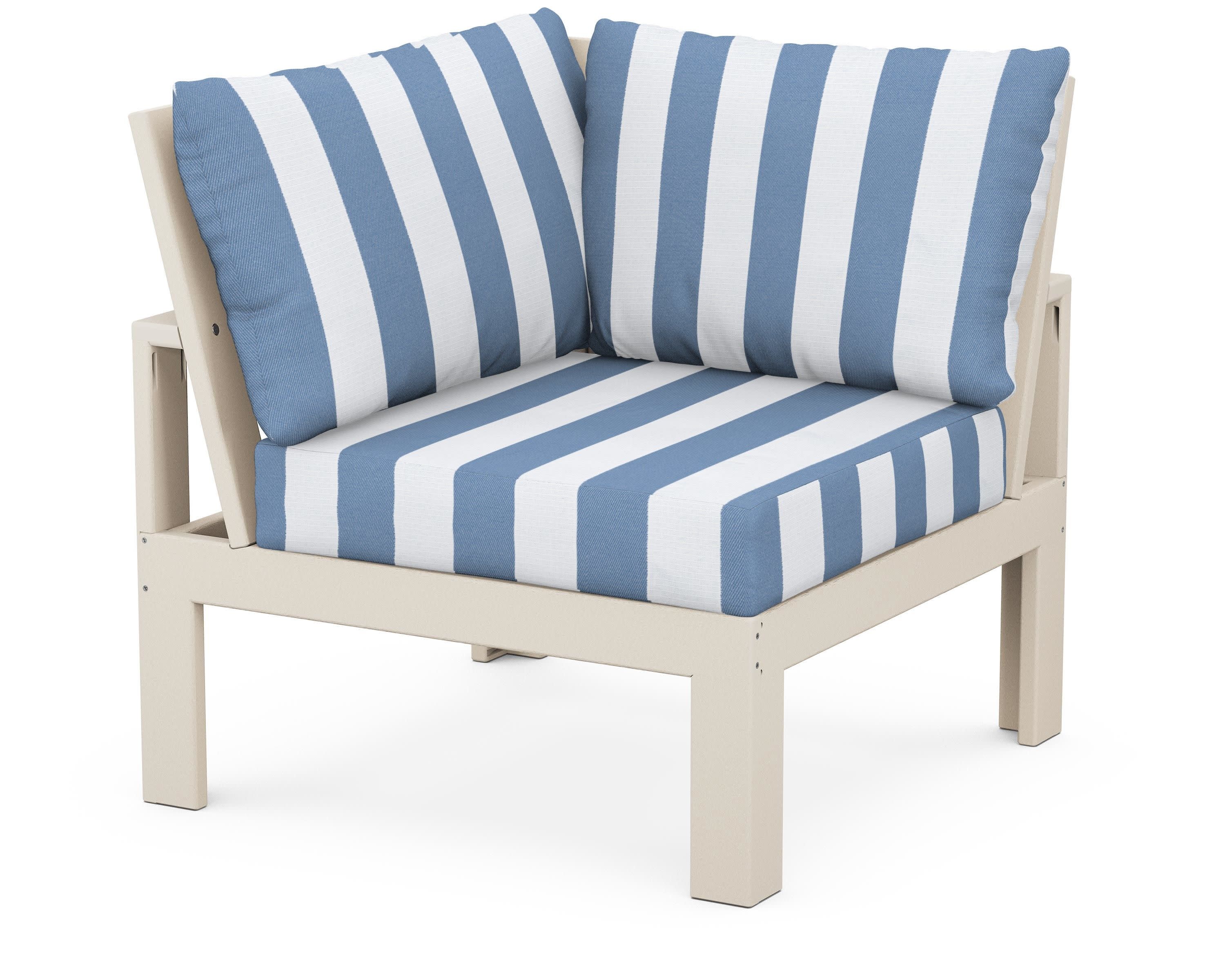 Modular Corner Chair in Sand / Cabana Stripe Sky Blue