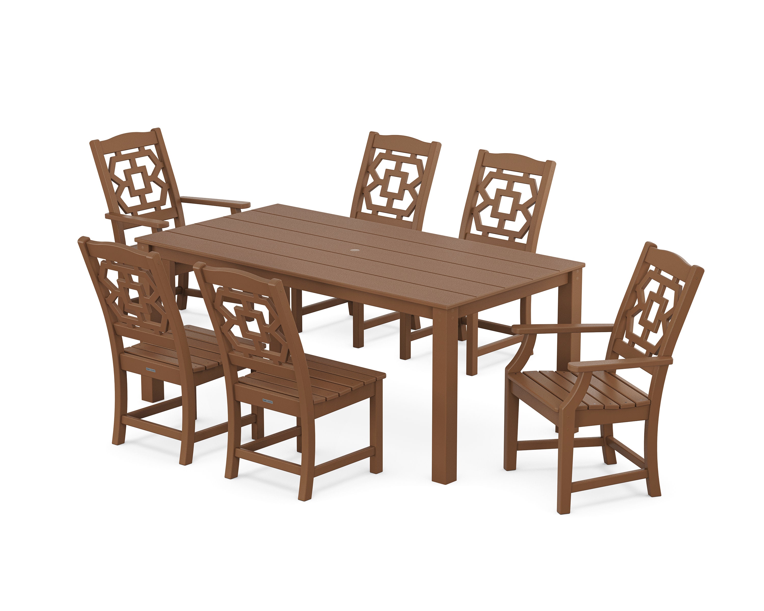 Chinoiserie 7-Piece Parsons Dining Set in Teak