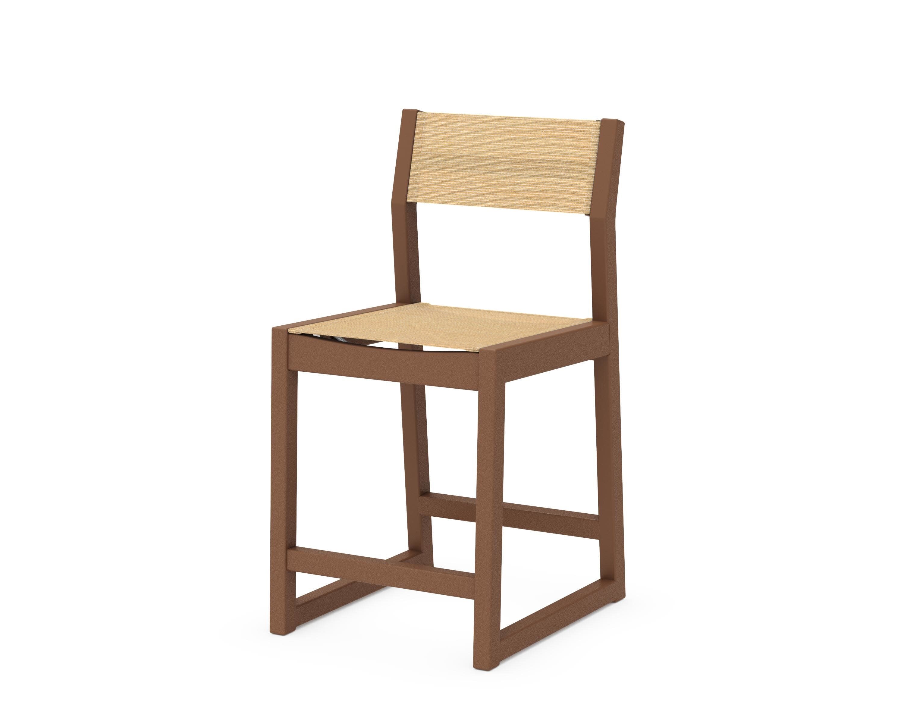 EDGE Sling Counter Side Chair in Teak / Dupioni Apricot Sling