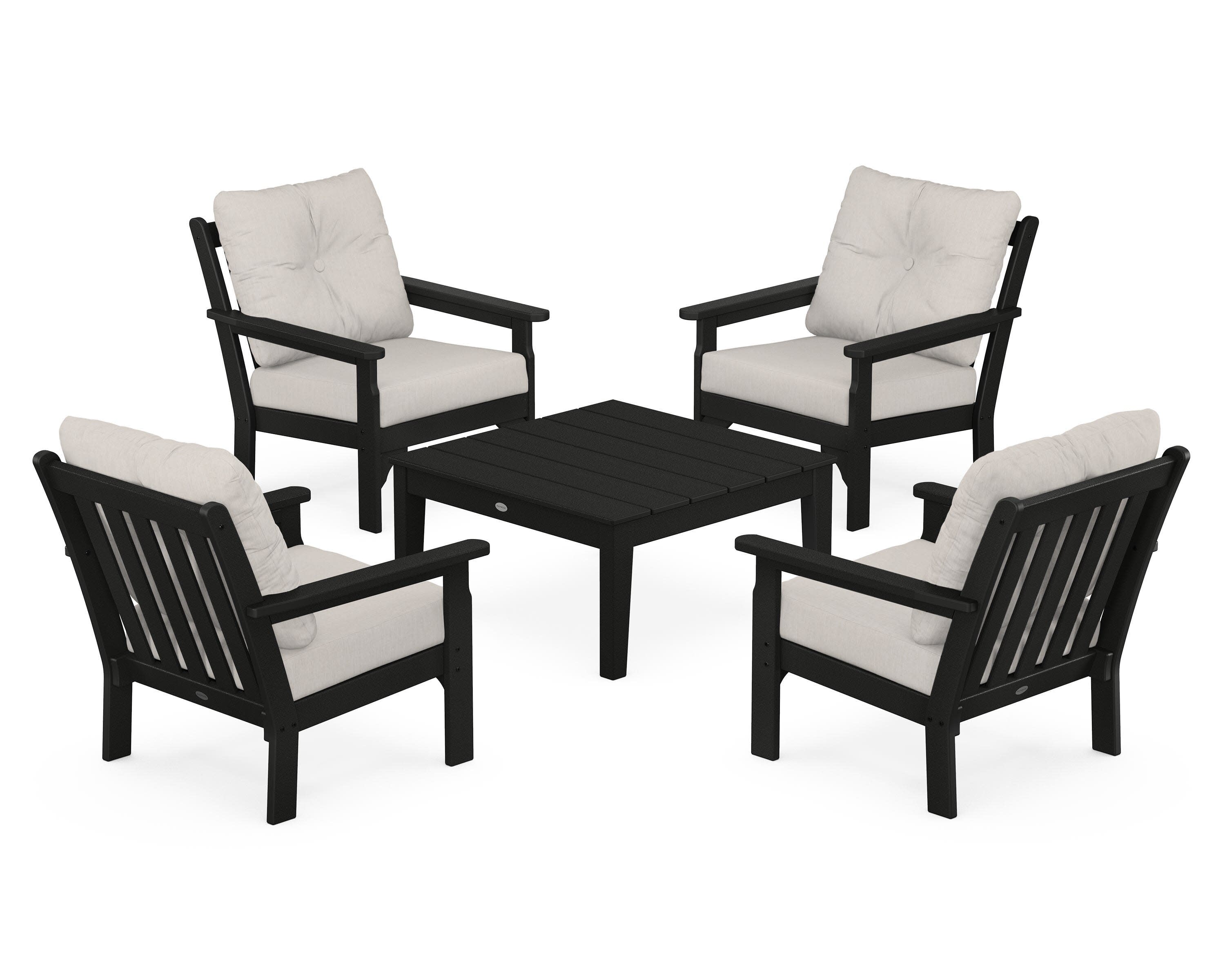 Vineyard 5-Piece Deep Seating Conversation Set in Black / Cast Ash