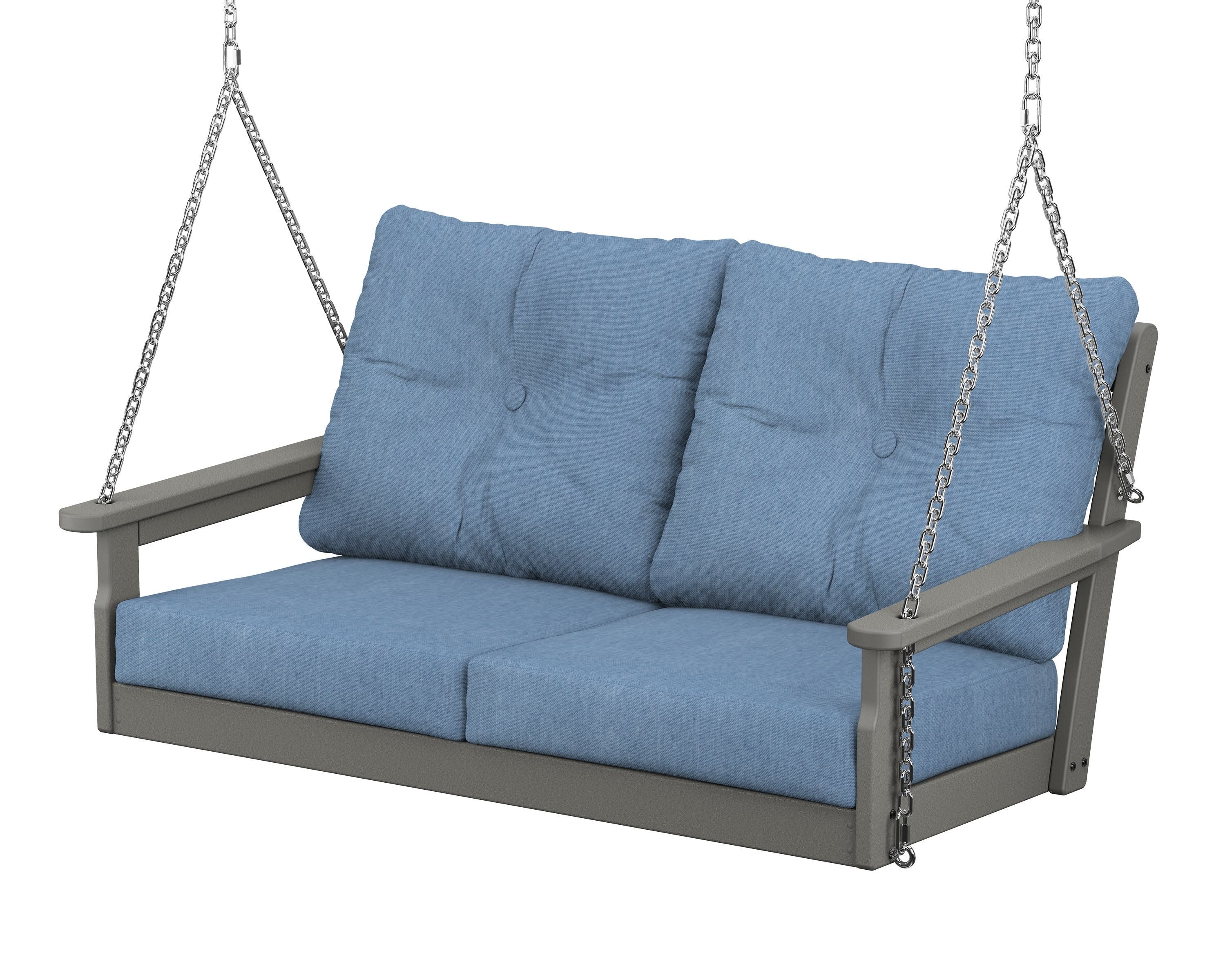 Vineyard Deep Seating Swing in Slate Grey / Sky Blue