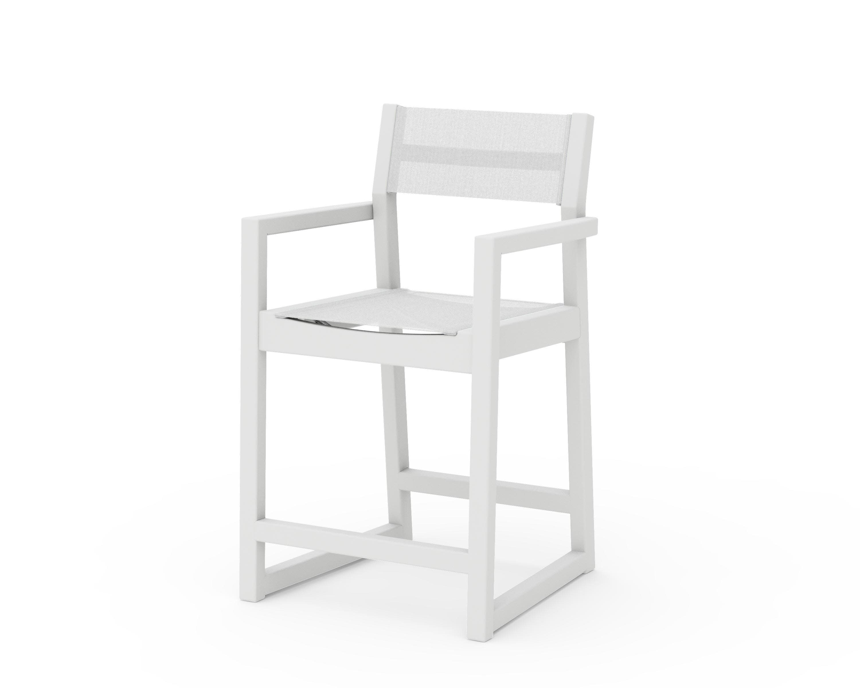 EDGE Sling Counter Arm Chair in White / White Sling