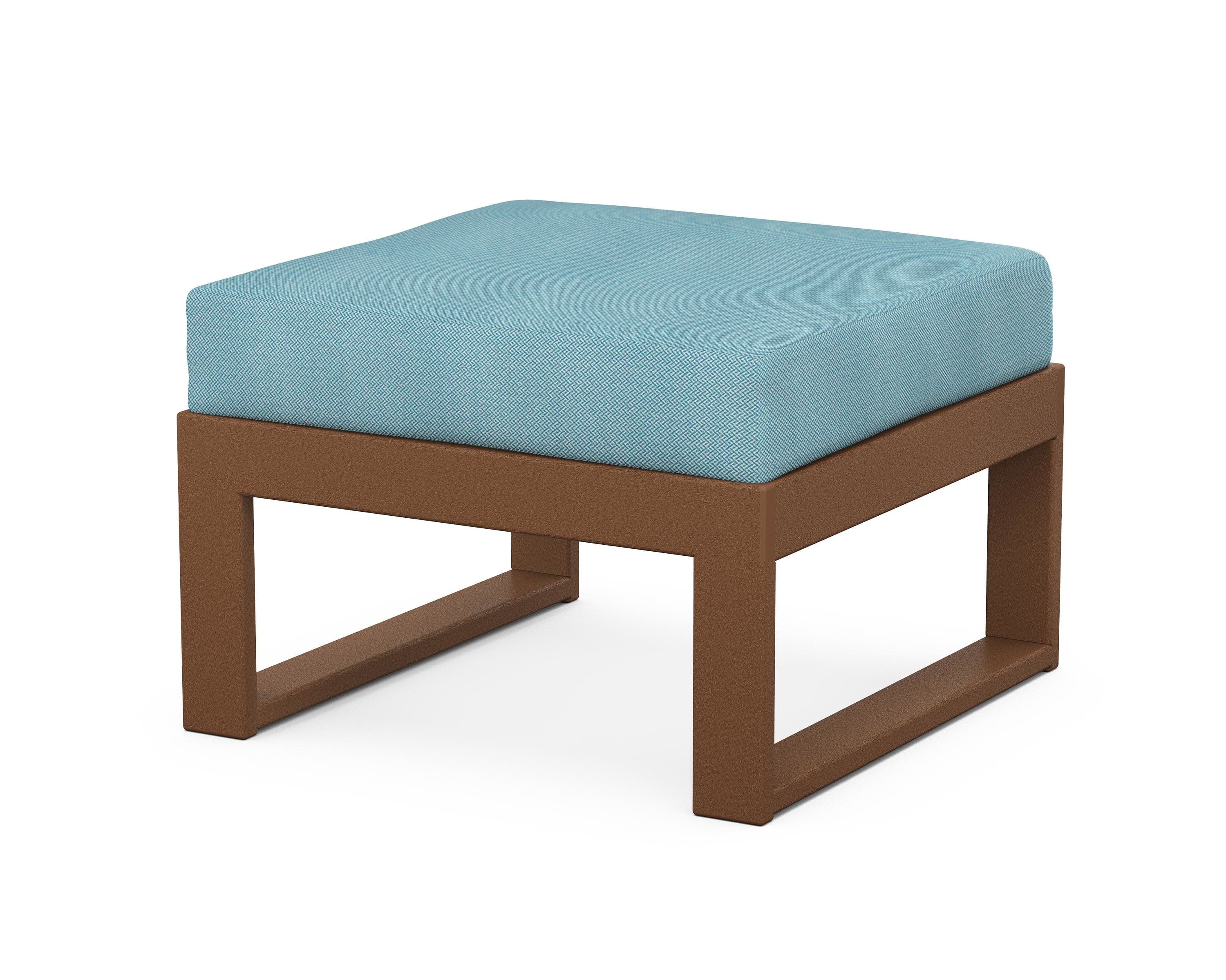 Modular Ottoman - Modern in Teak / Lattice Sky Blue