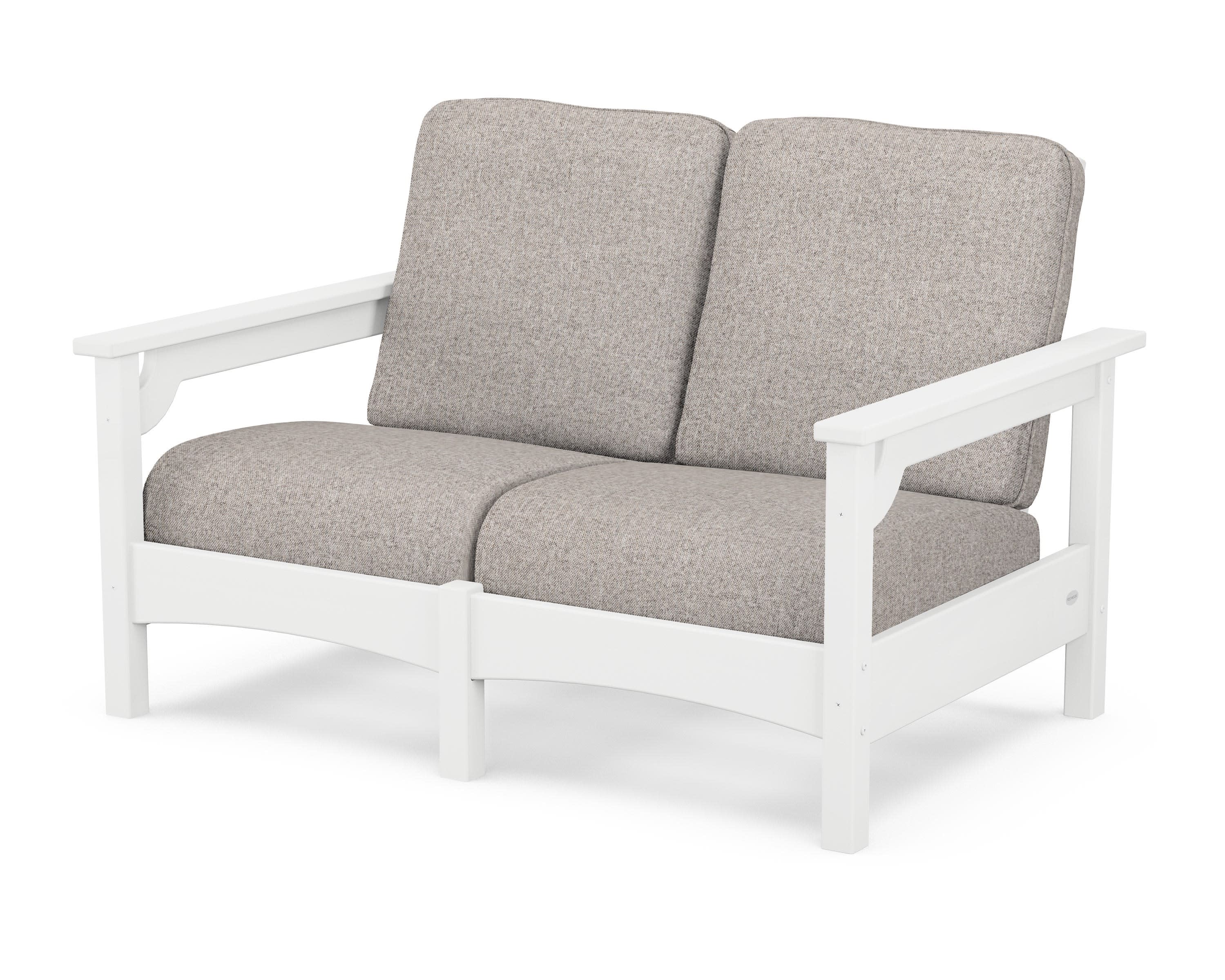 Club Loveseat in White / Weathered Tweed