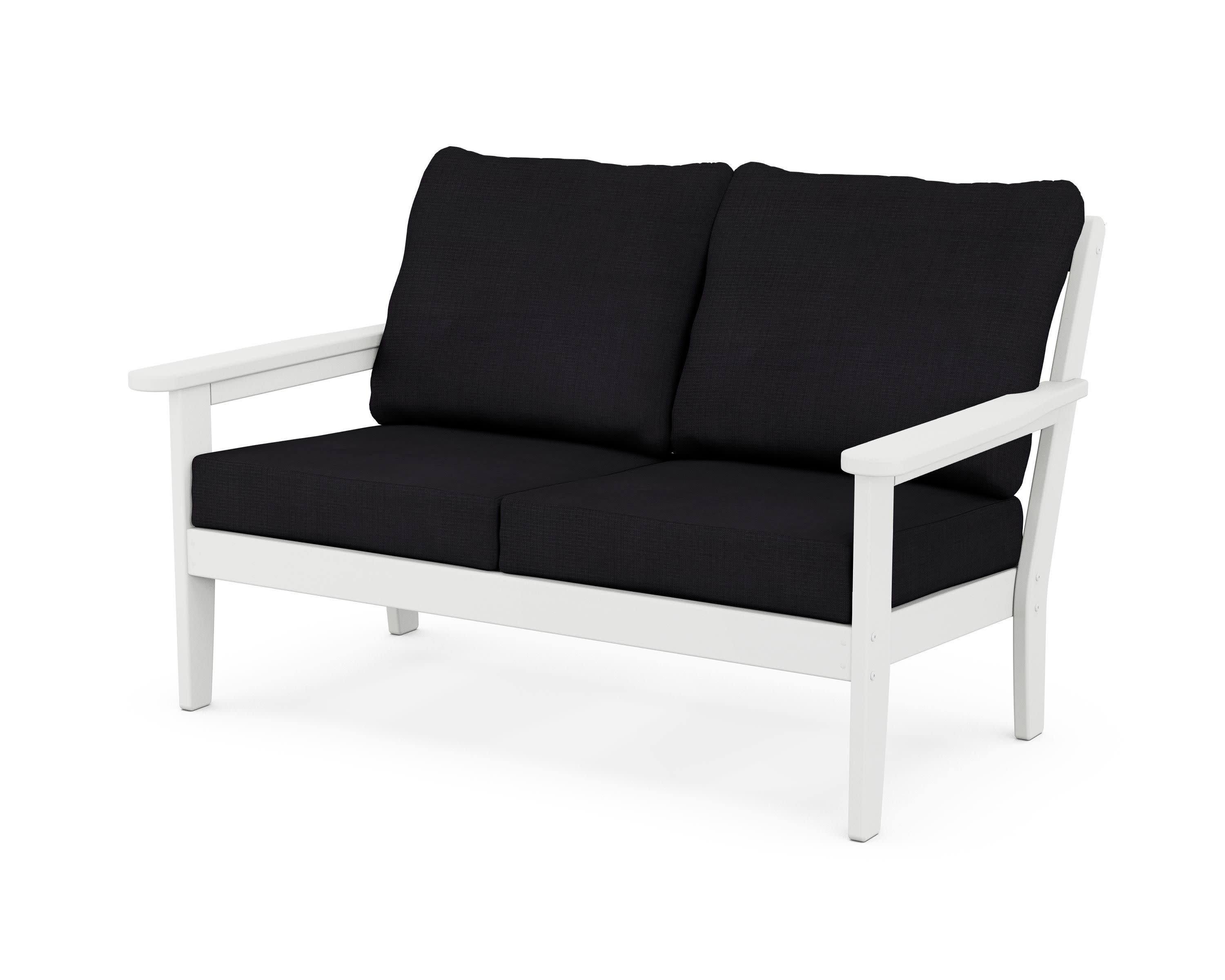 Cottage Deep Seating Loveseat in White / Midnight Linen