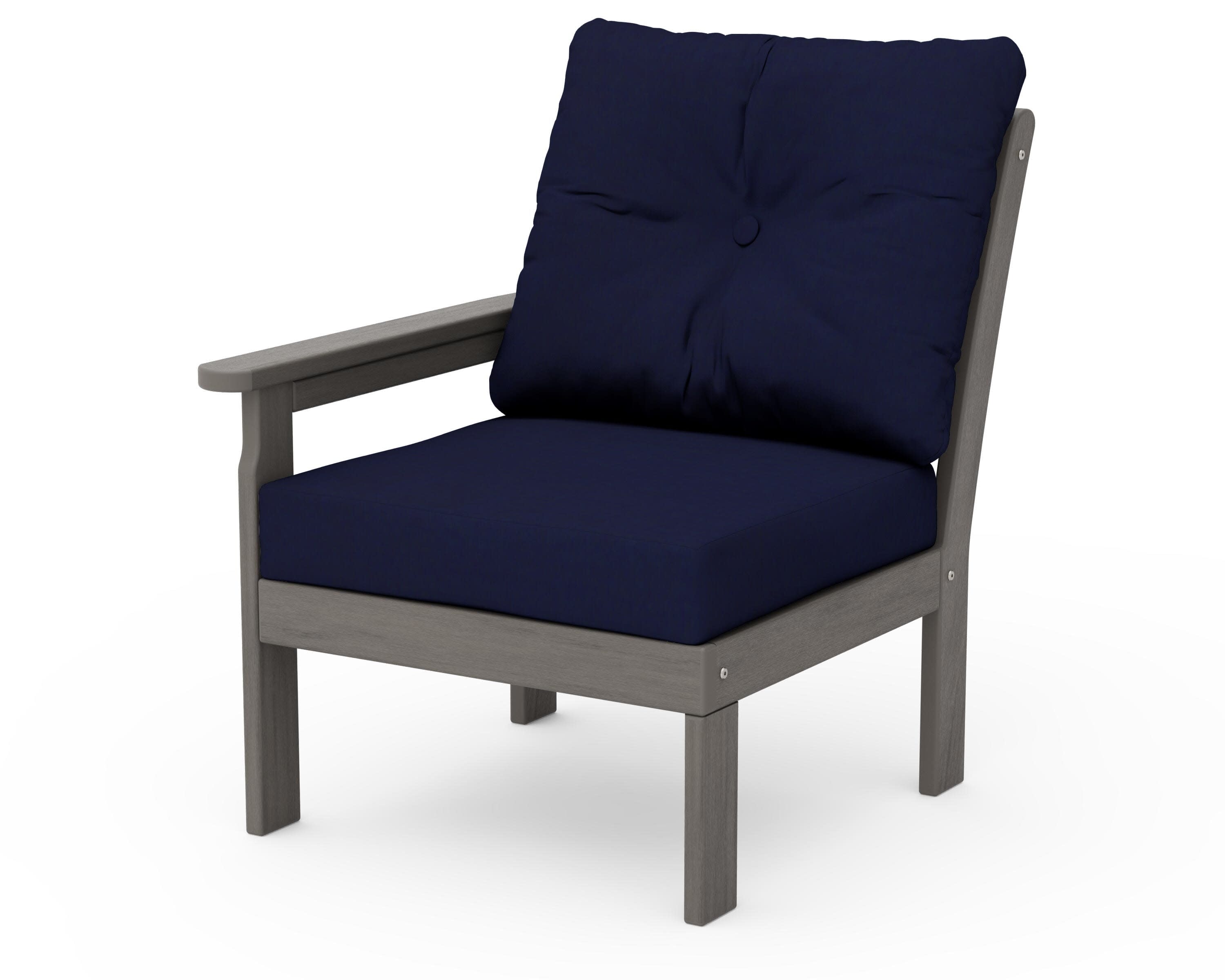 Vineyard Modular Left Arm Chair in Driftwood / Navy
