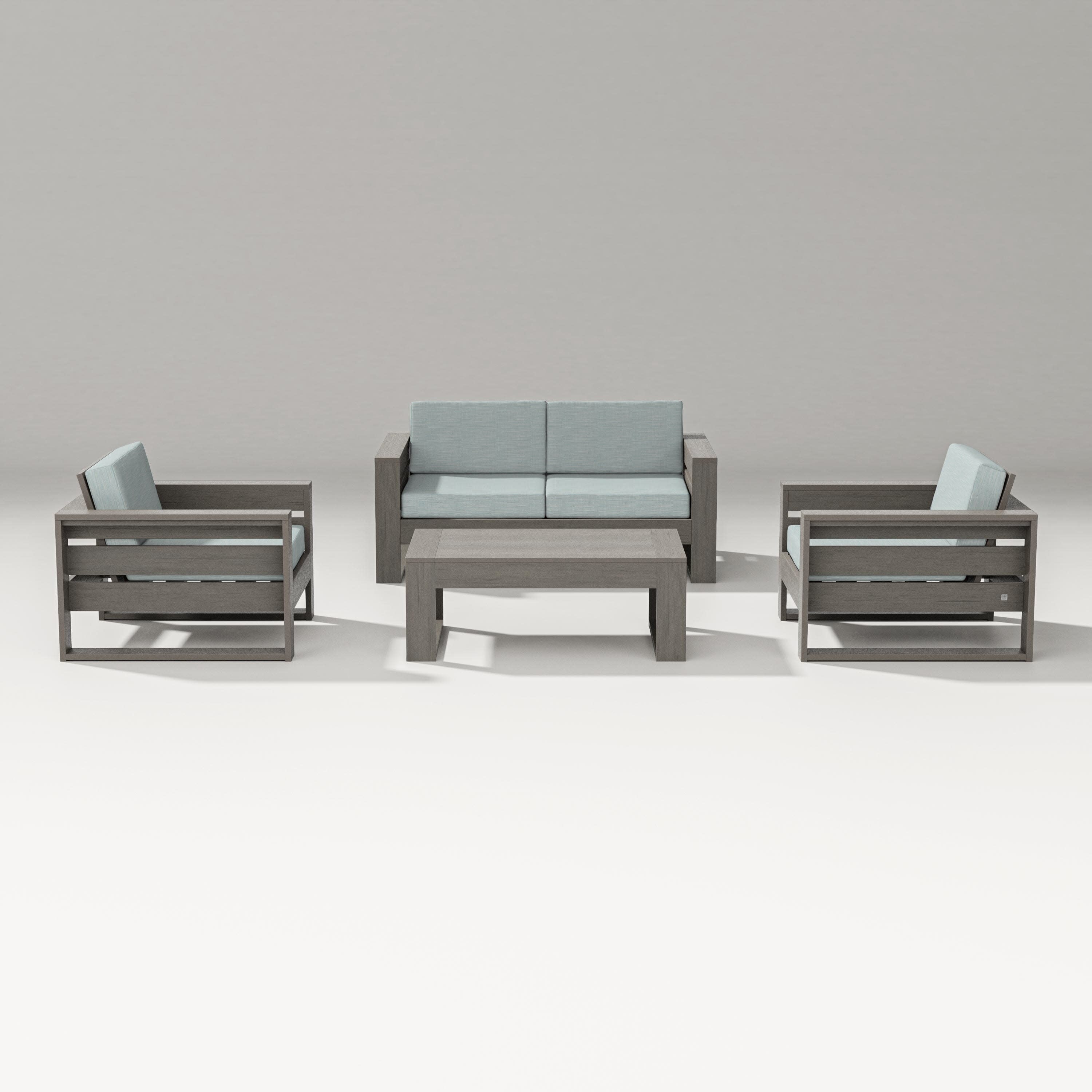 Latitude 4-Piece Lounge Loveseat Set in Driftwood / Soothe Mist