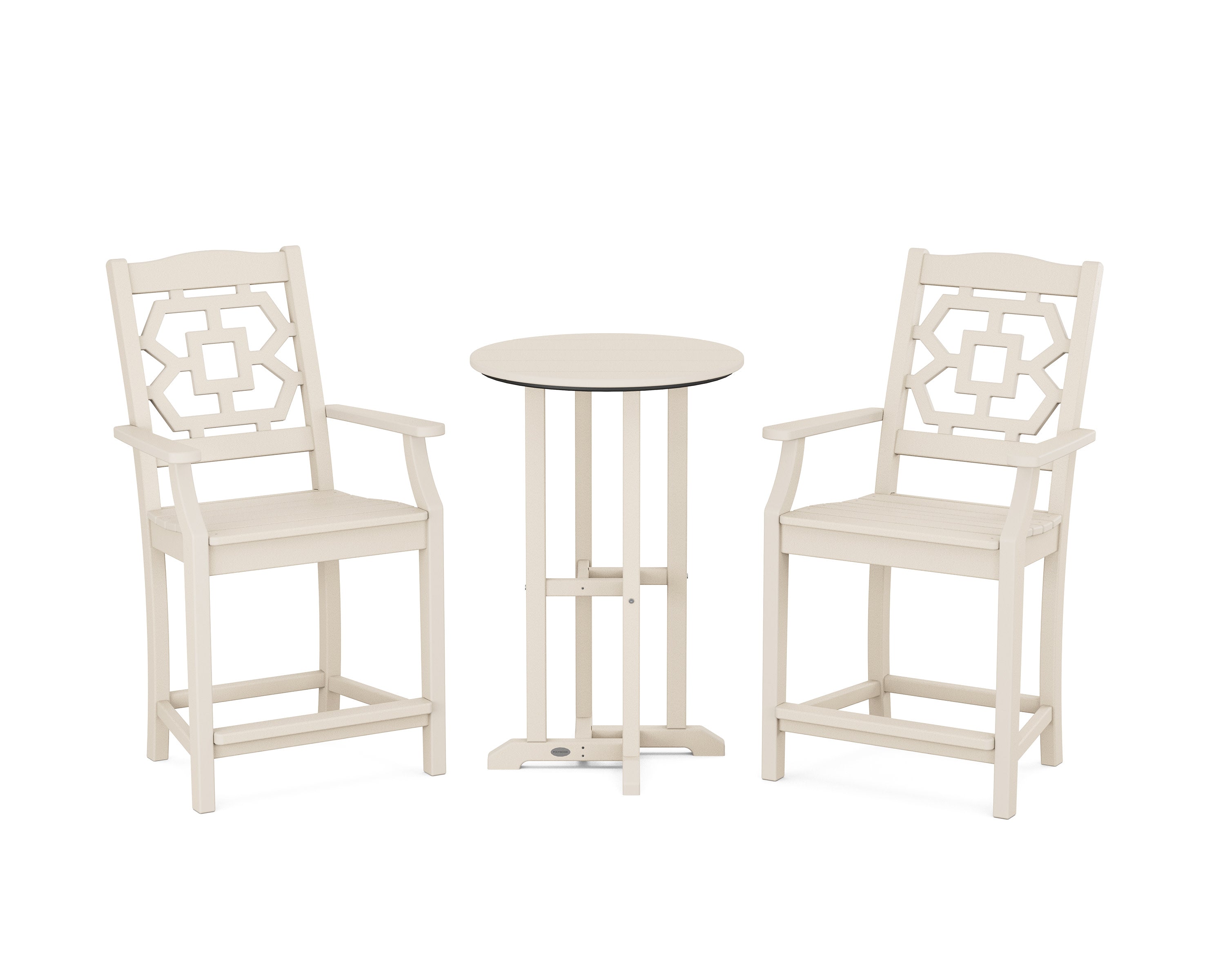 Chinoiserie 3-Piece Farmhouse Bistro Counter Set in Sand