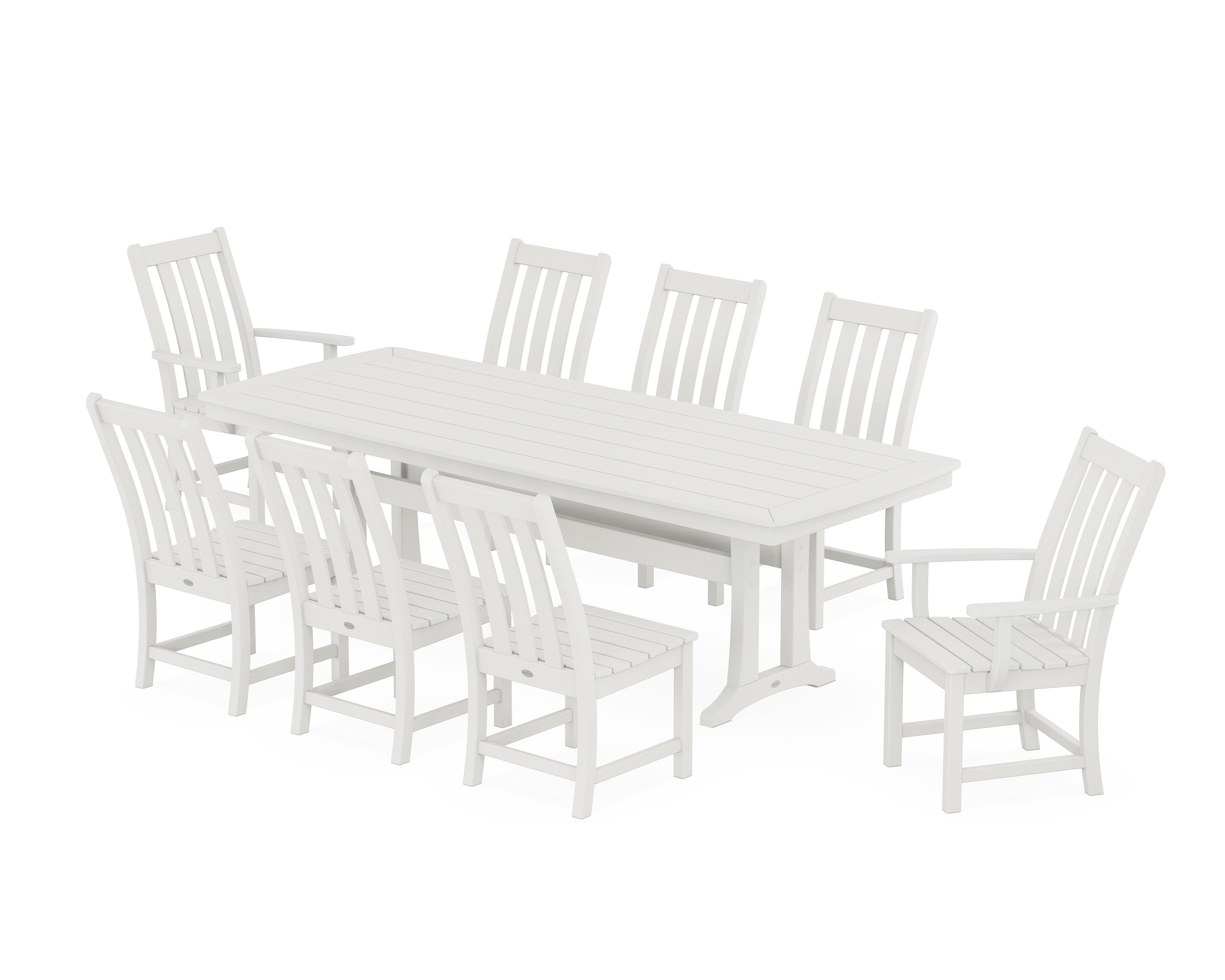 Vineyard 9-Piece Dining Set with Trestle Legs in Vintage White