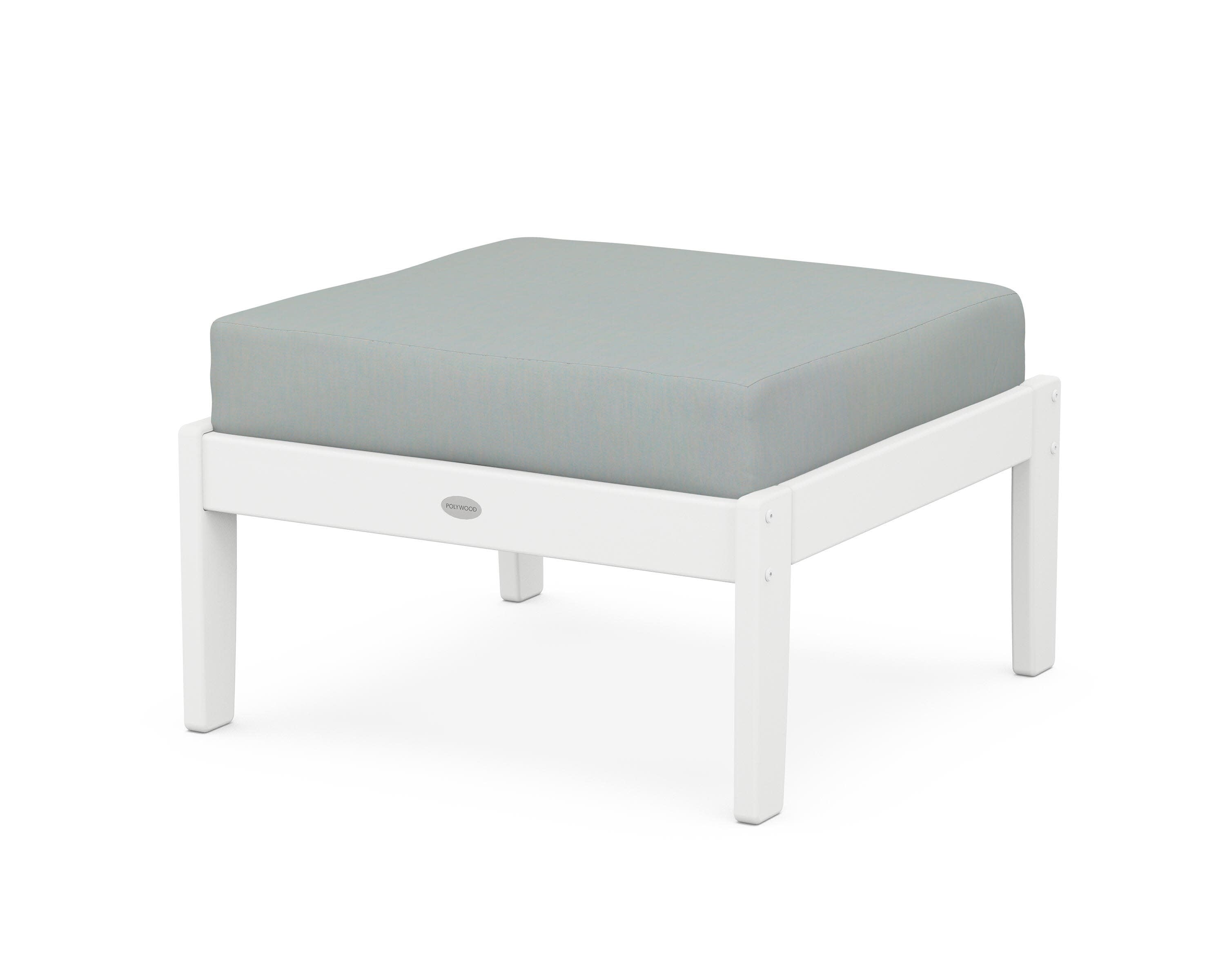 Braxton Deep Seating Ottoman in White / Spa