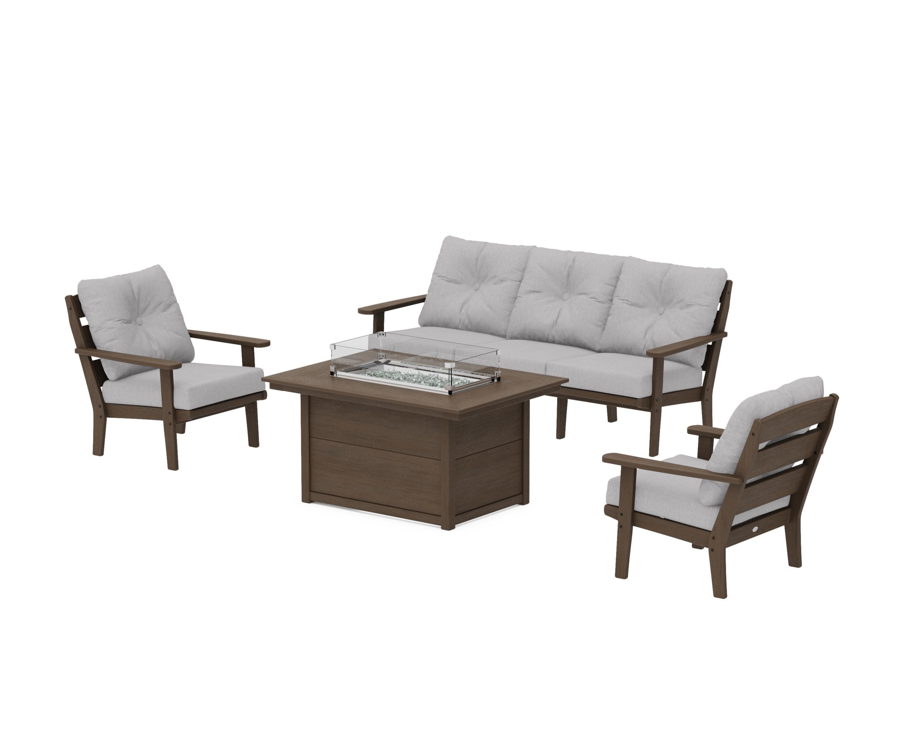 Lakeside Deep Seating Fire Pit Table Set in Kona / Granite