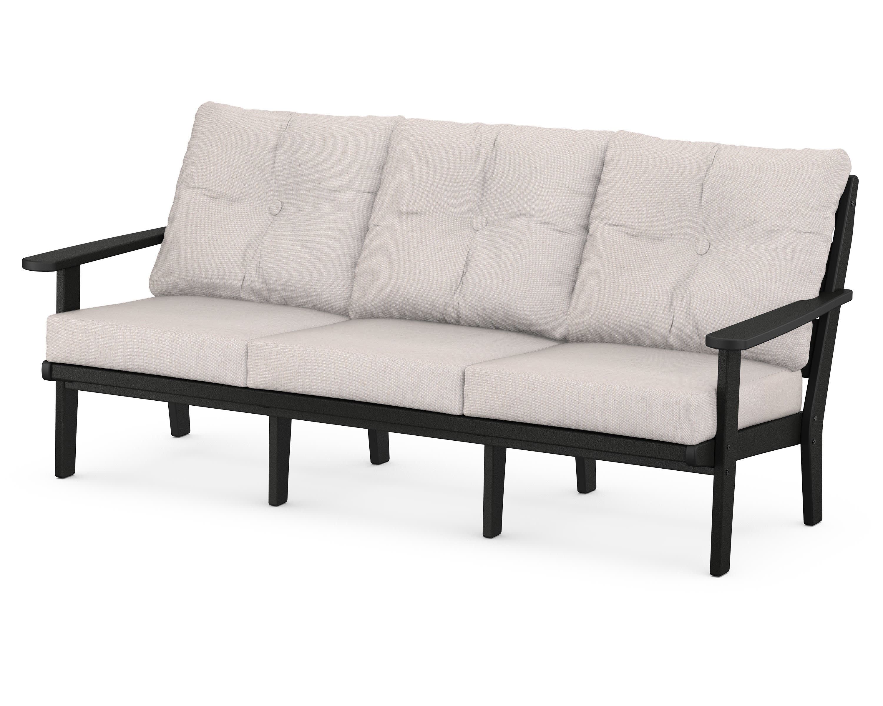 Lakeside Deep Seating Sofa in Black / Dune Burlap