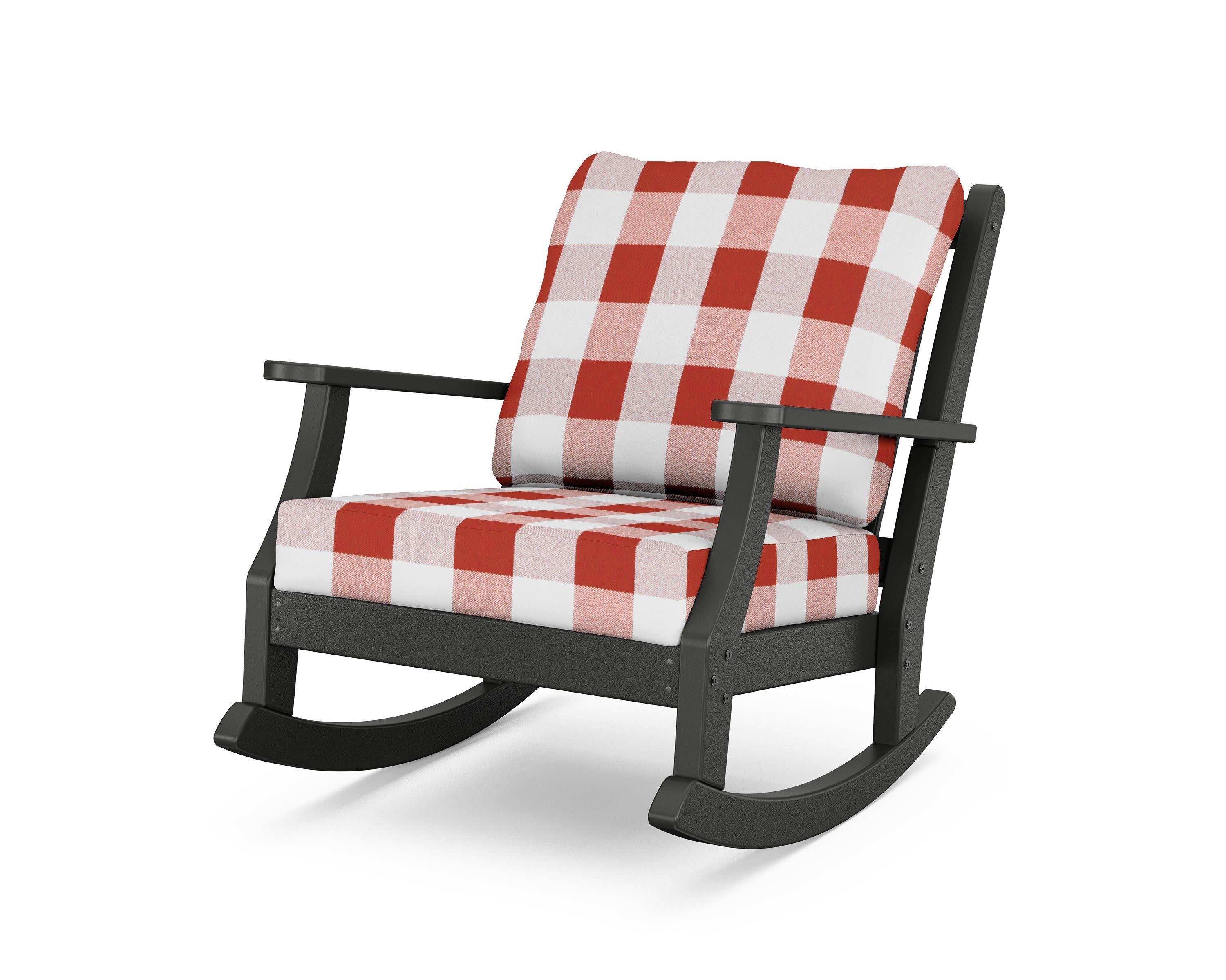 Wovendale Deep Seating Rocking Chair in Black / Buffalo Plaid Crimson