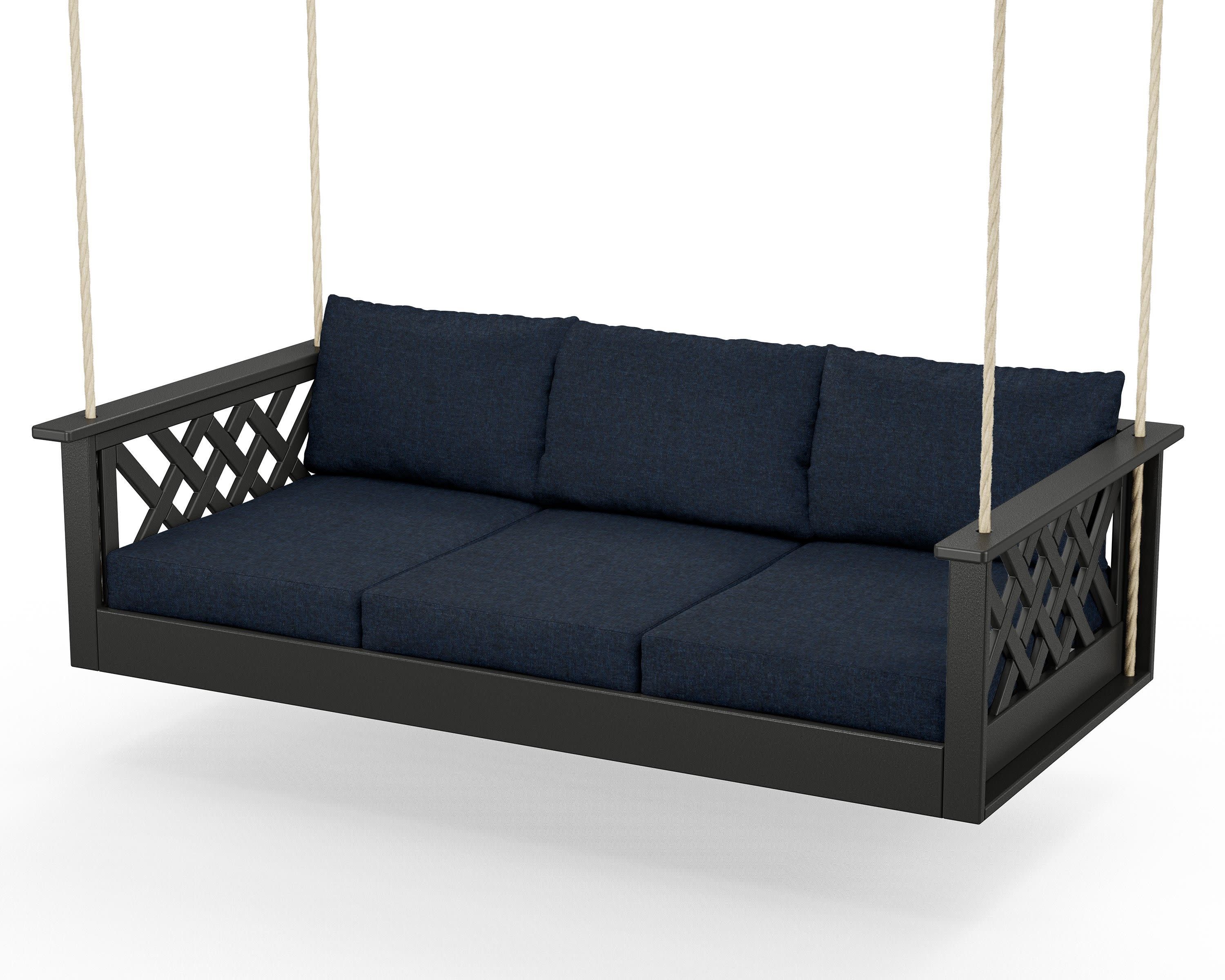 Wovendale Daybed Swing in Black / Marine Indigo