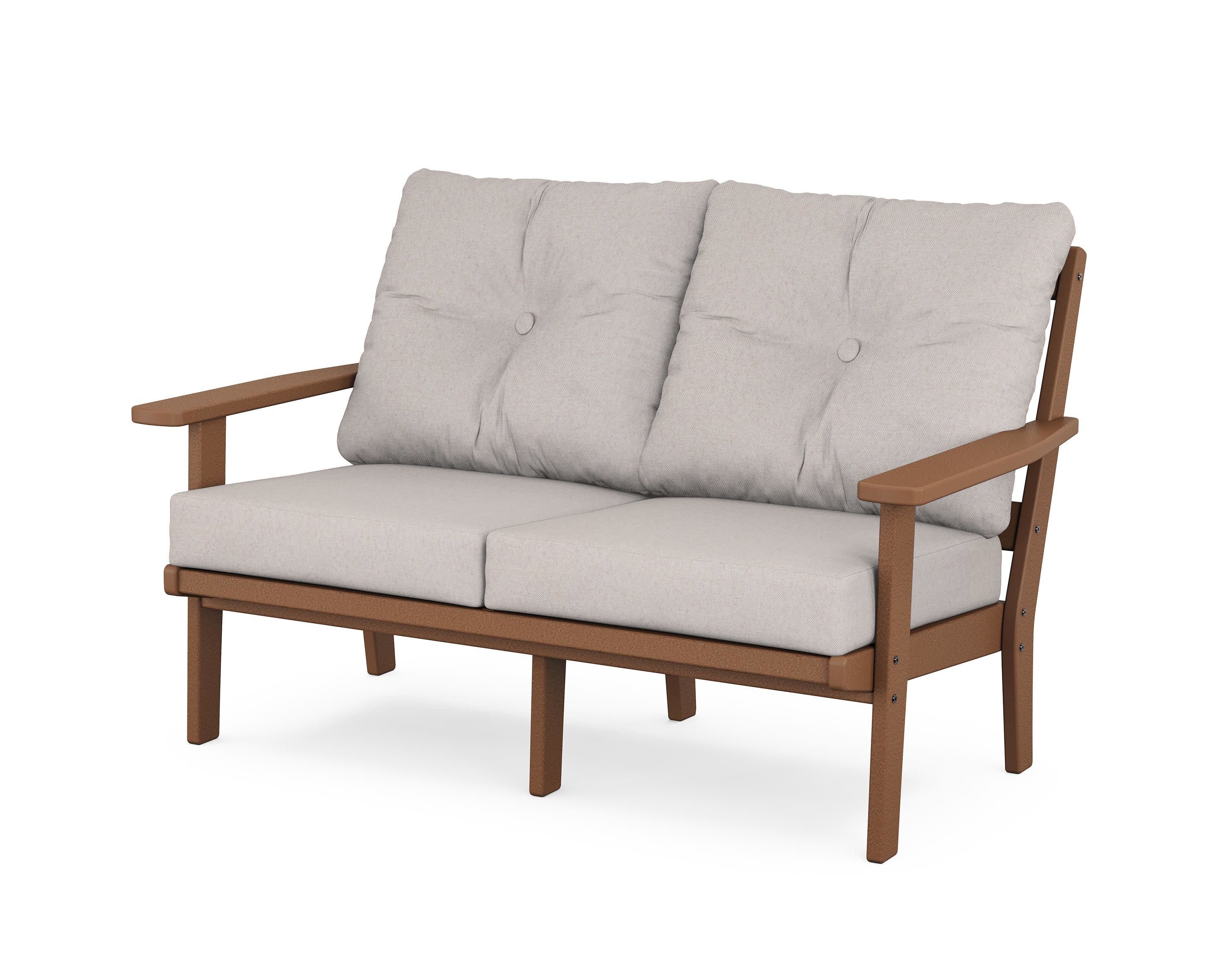 Prairie Deep SeatingLoveseat in Teak / Dune Burlap