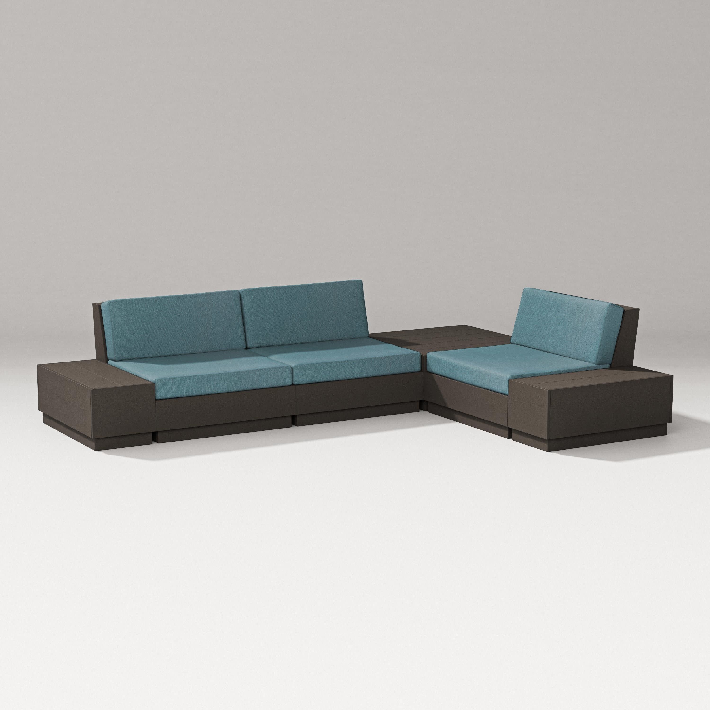 Elevate 6-Piece Corner Sectional in Vintage Coffee / Ocean Teal