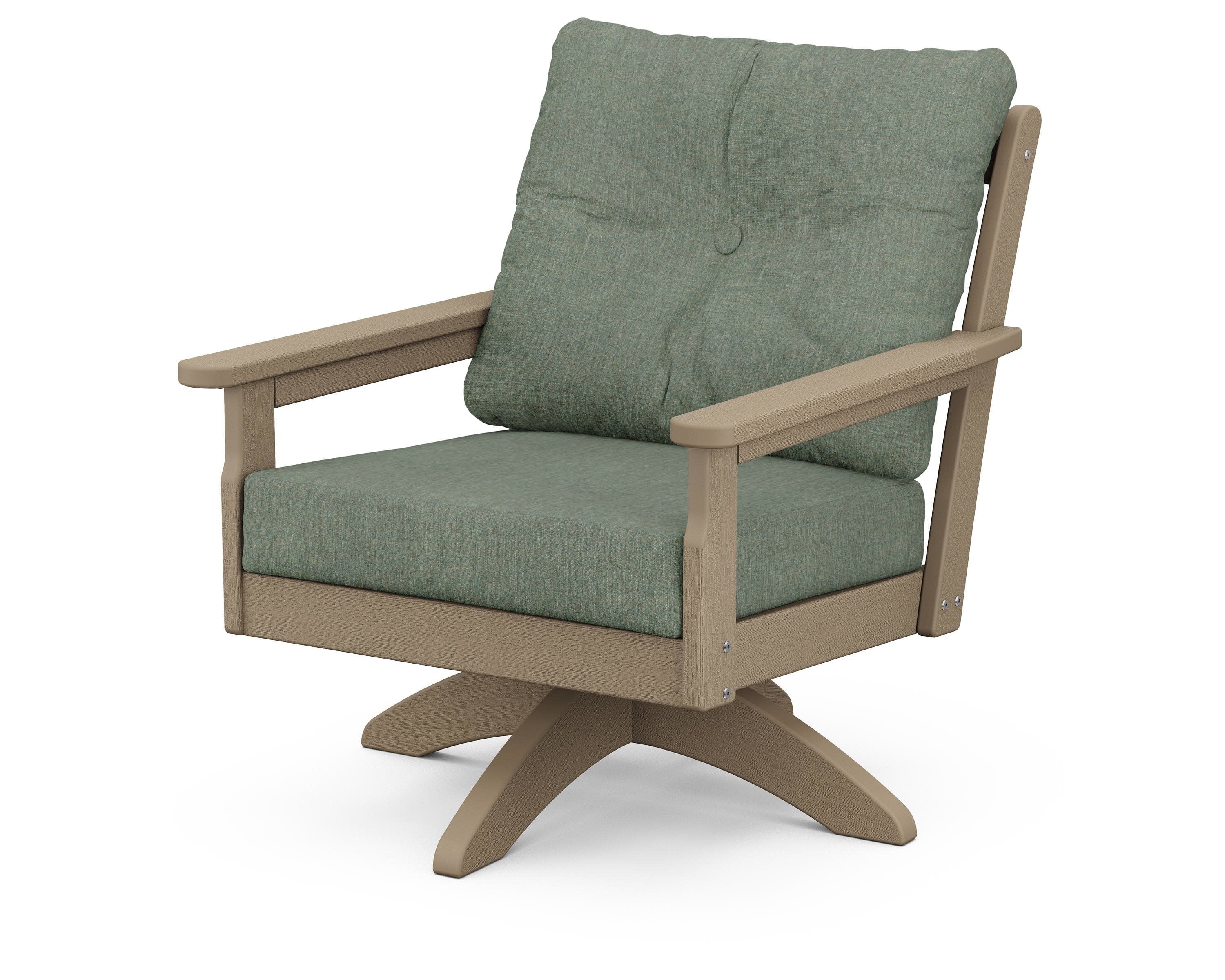 Vineyard Deep Seating Swivel Chair in Vintage Sahara / Cast Sage