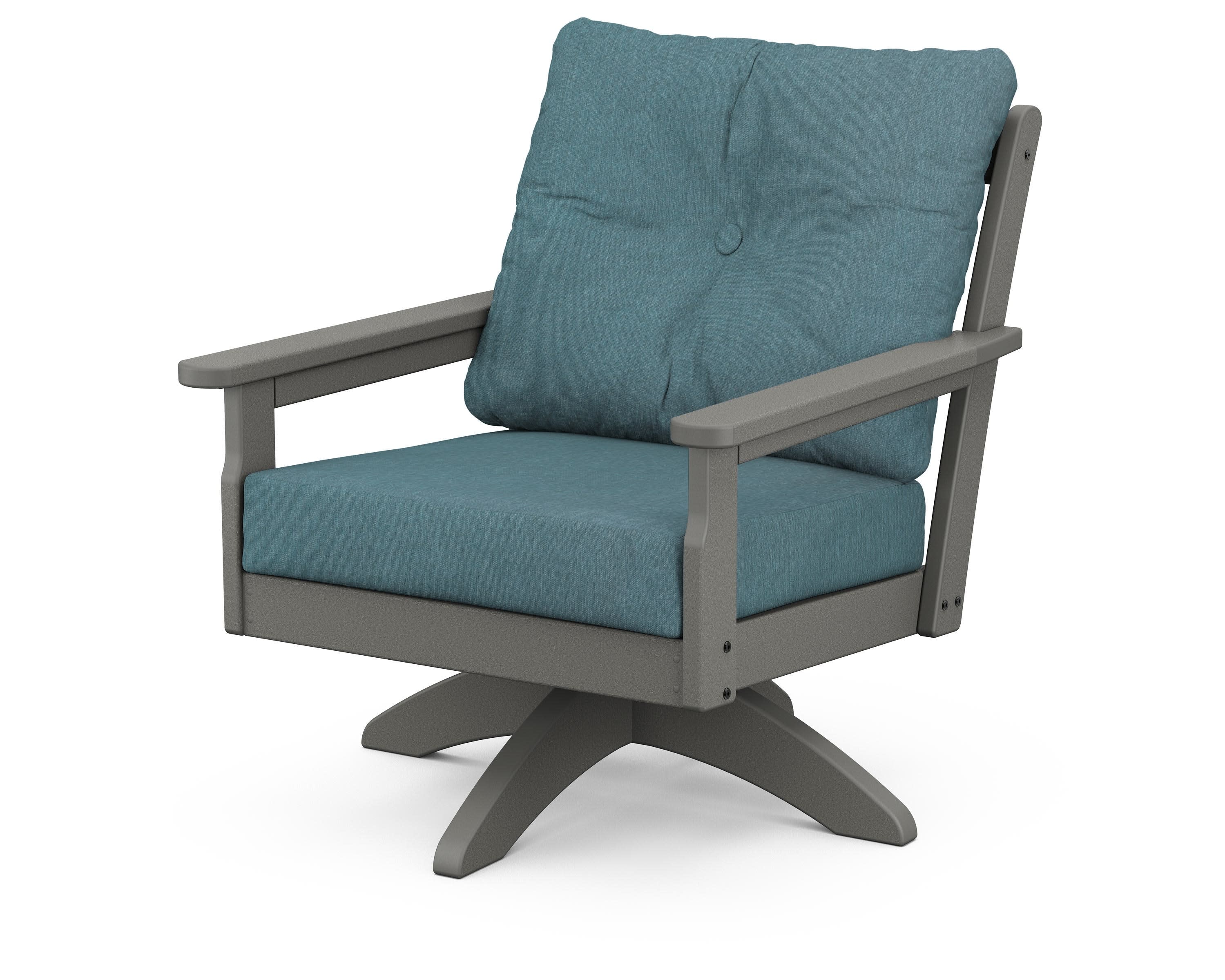 Vineyard Deep Seating Swivel Chair in Slate Grey / Ocean Teal