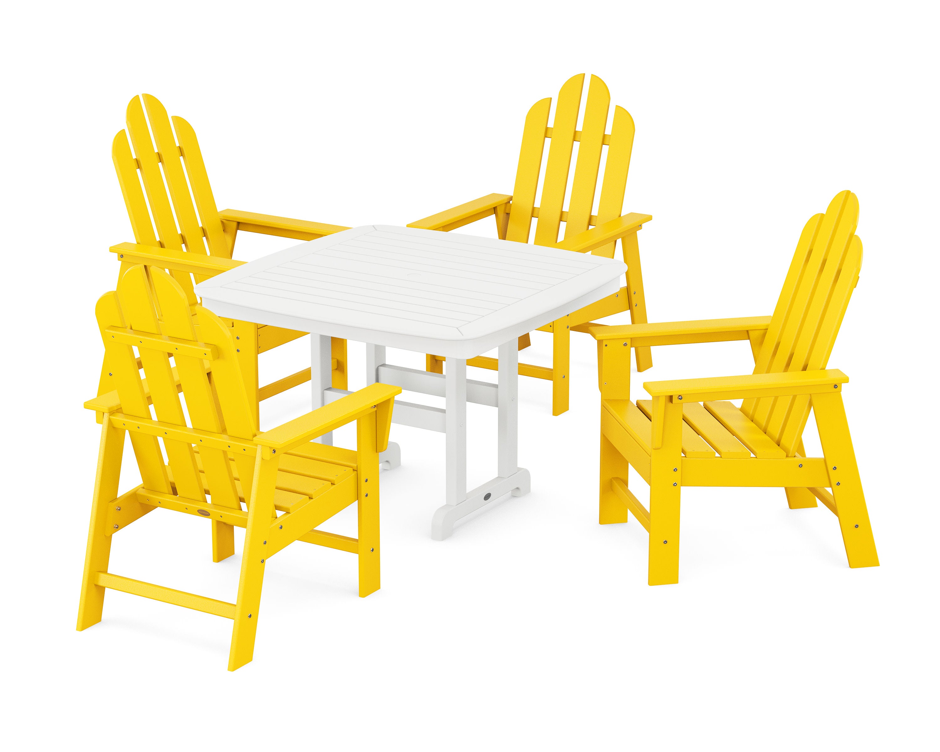 Long Island 5-Piece Dining Set with Trestle Legs in Lemon / White