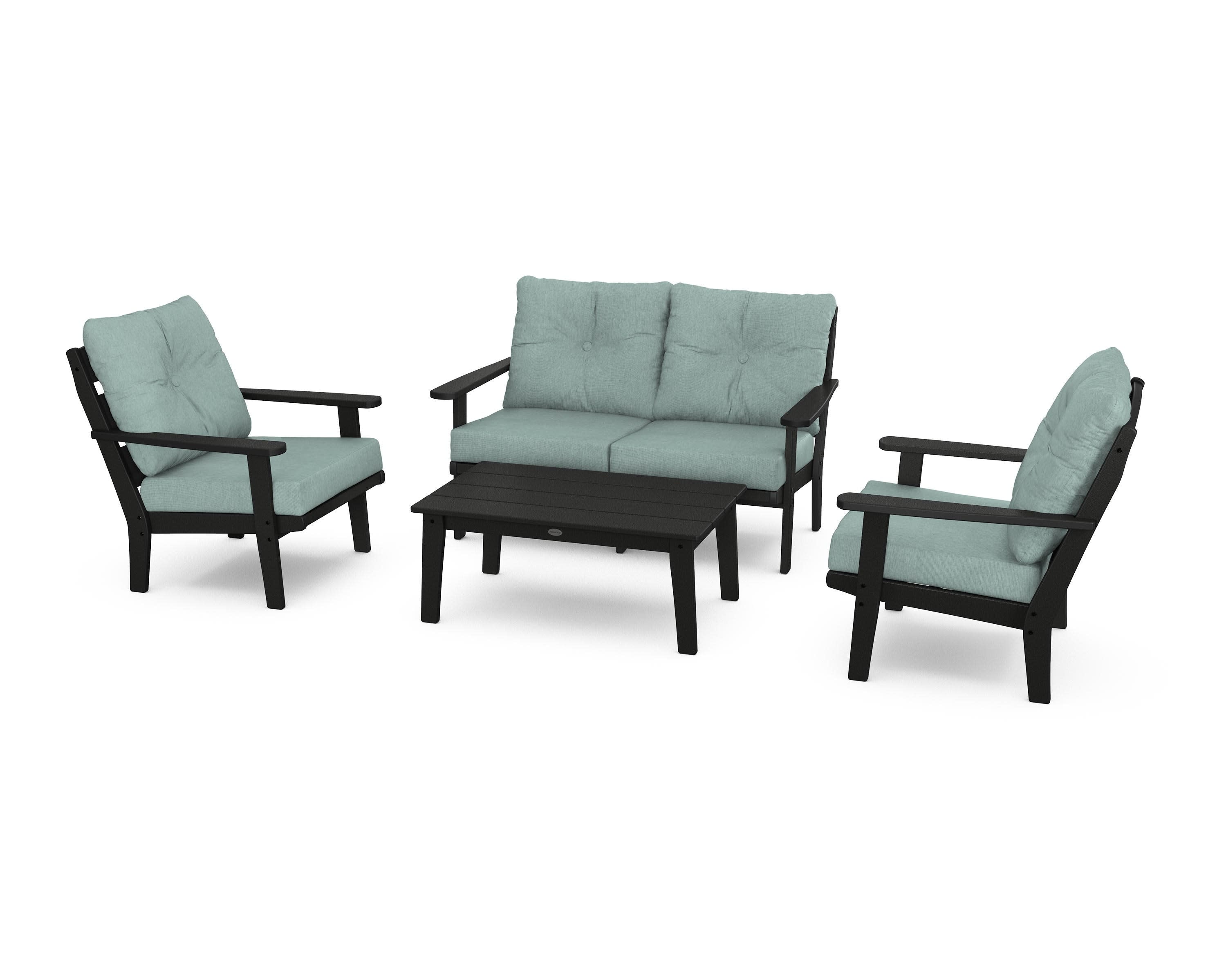 Lakeside 4-Piece Deep Seating Set in Black / Glacier Spa