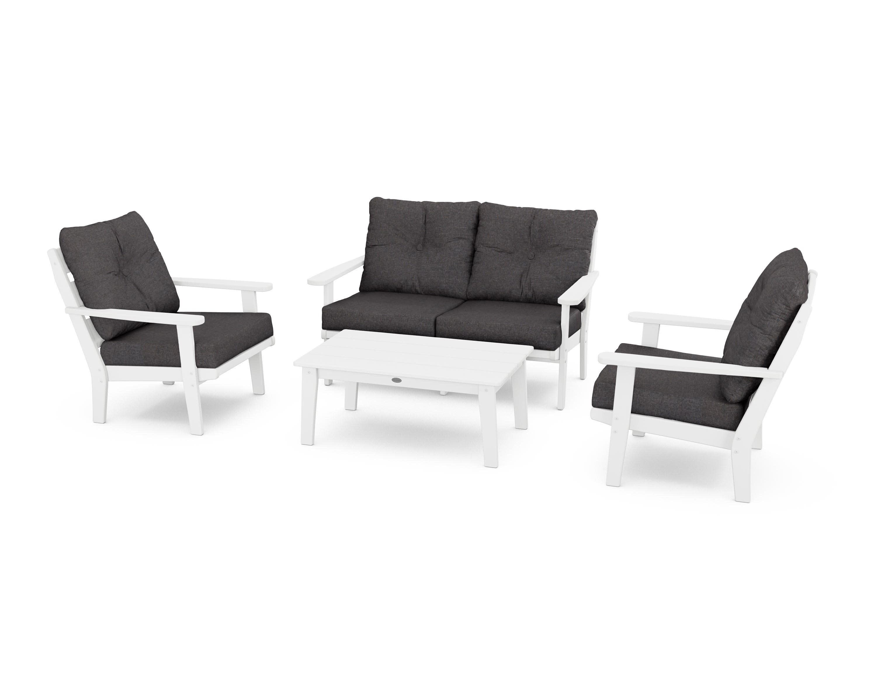Lakeside 4-Piece Deep Seating Set in White / Ash Charcoal