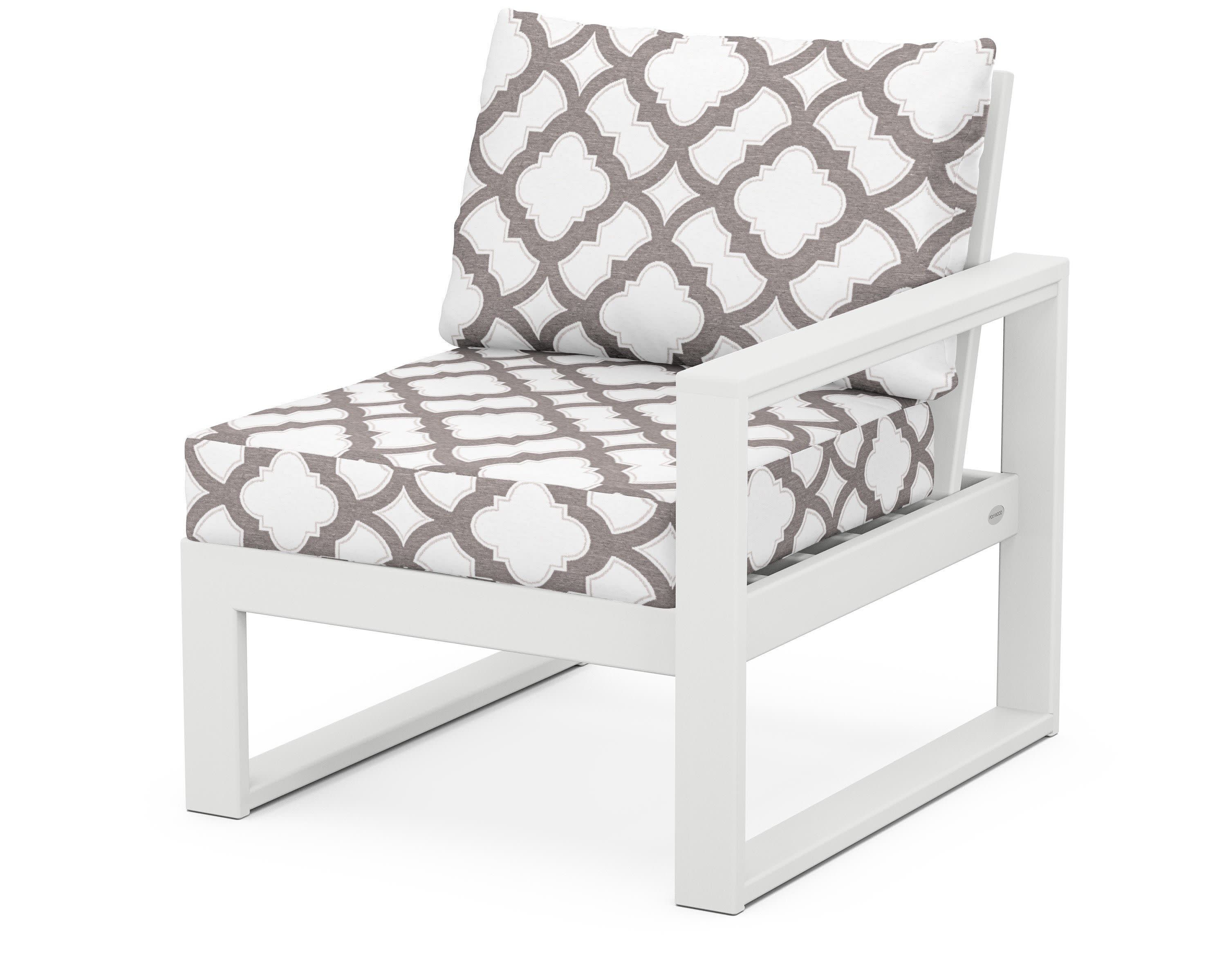 EDGE Modular Right Arm Chair in White / Trellis Grey Mist