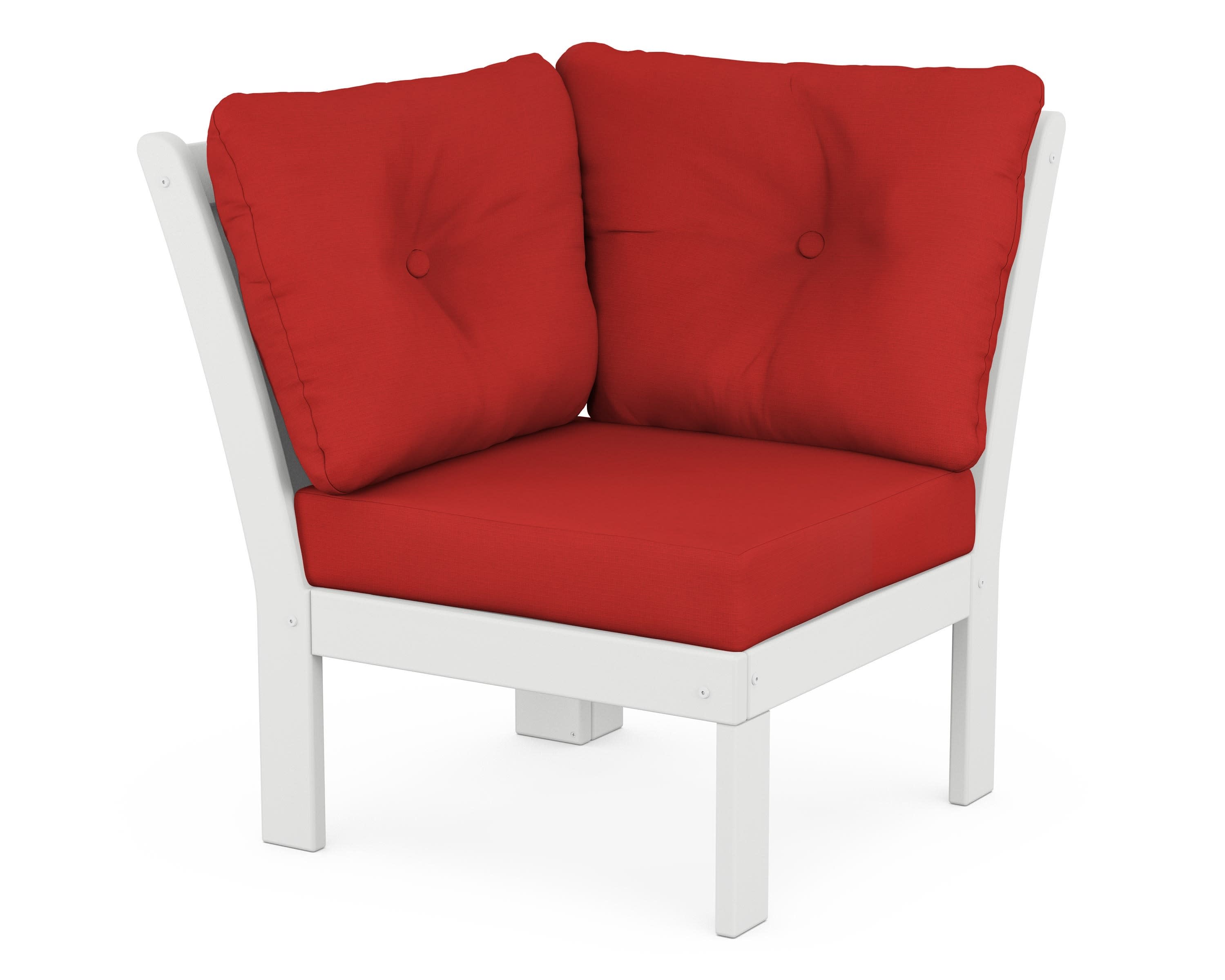 Vineyard Modular Corner Chair in White / Crimson Linen