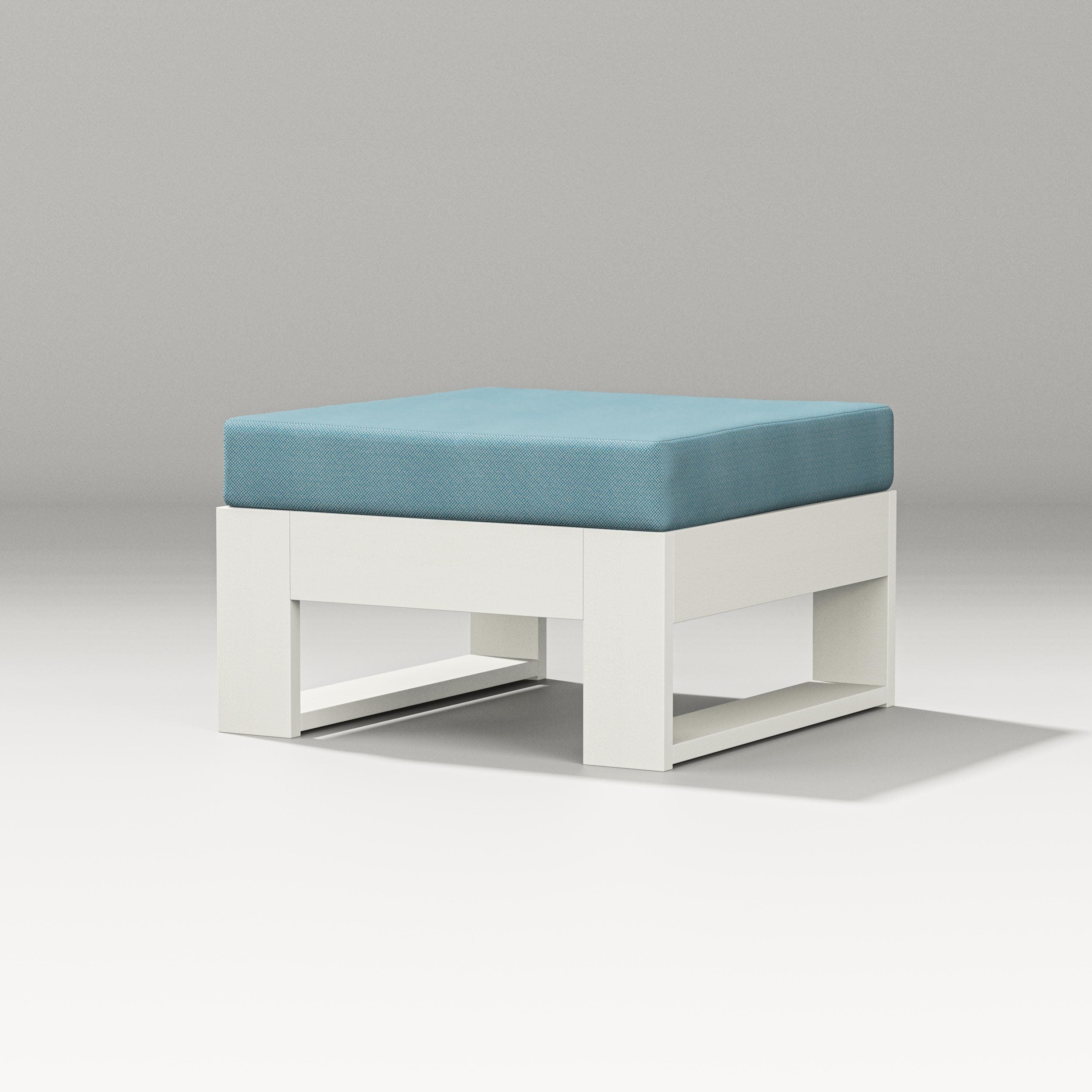 Latitude Lounge Ottoman in Vintage White / Lattice Sky Blue