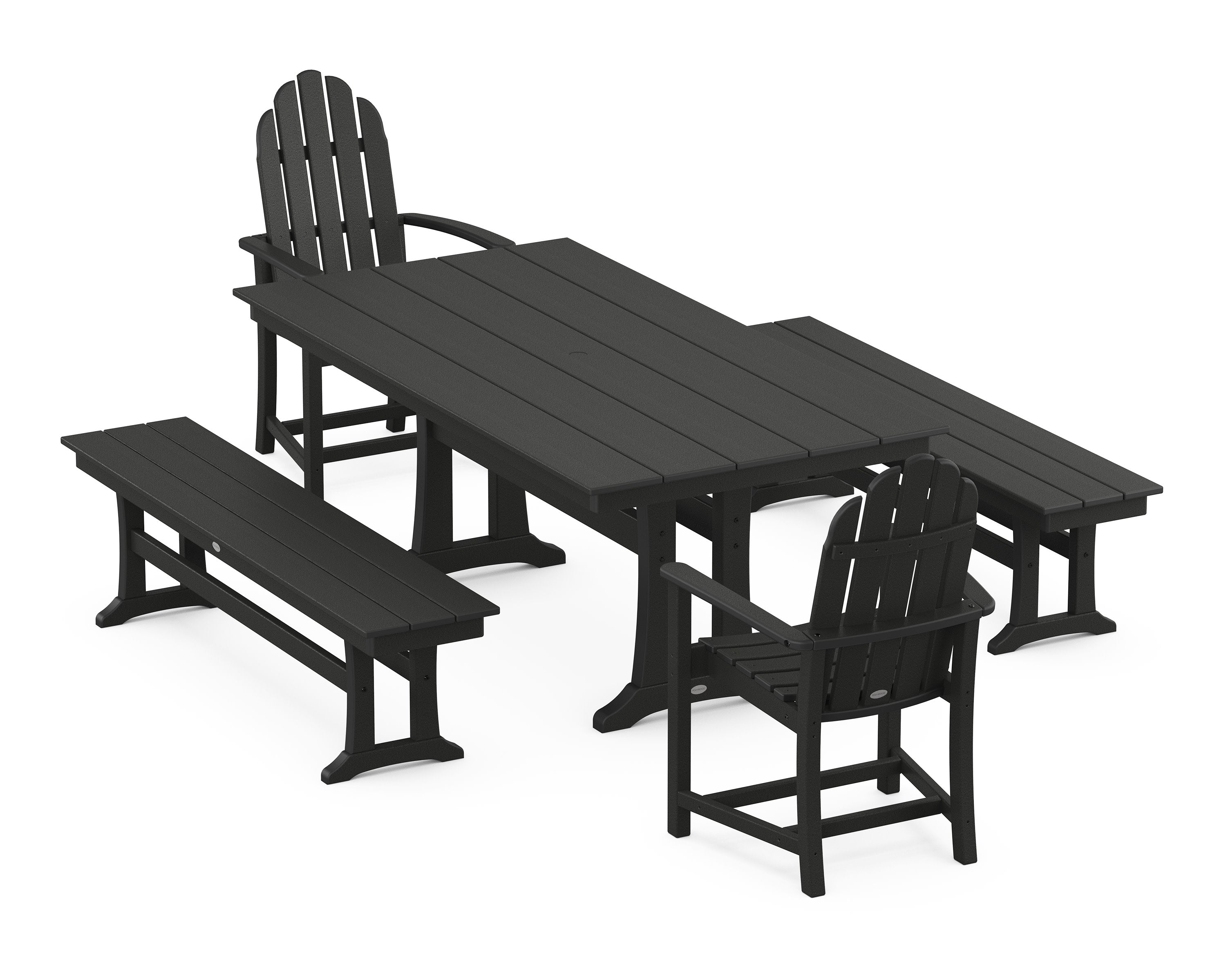 Classic Adirondack 5-Piece Farmhouse Dining Set With Trestle Legs in Black