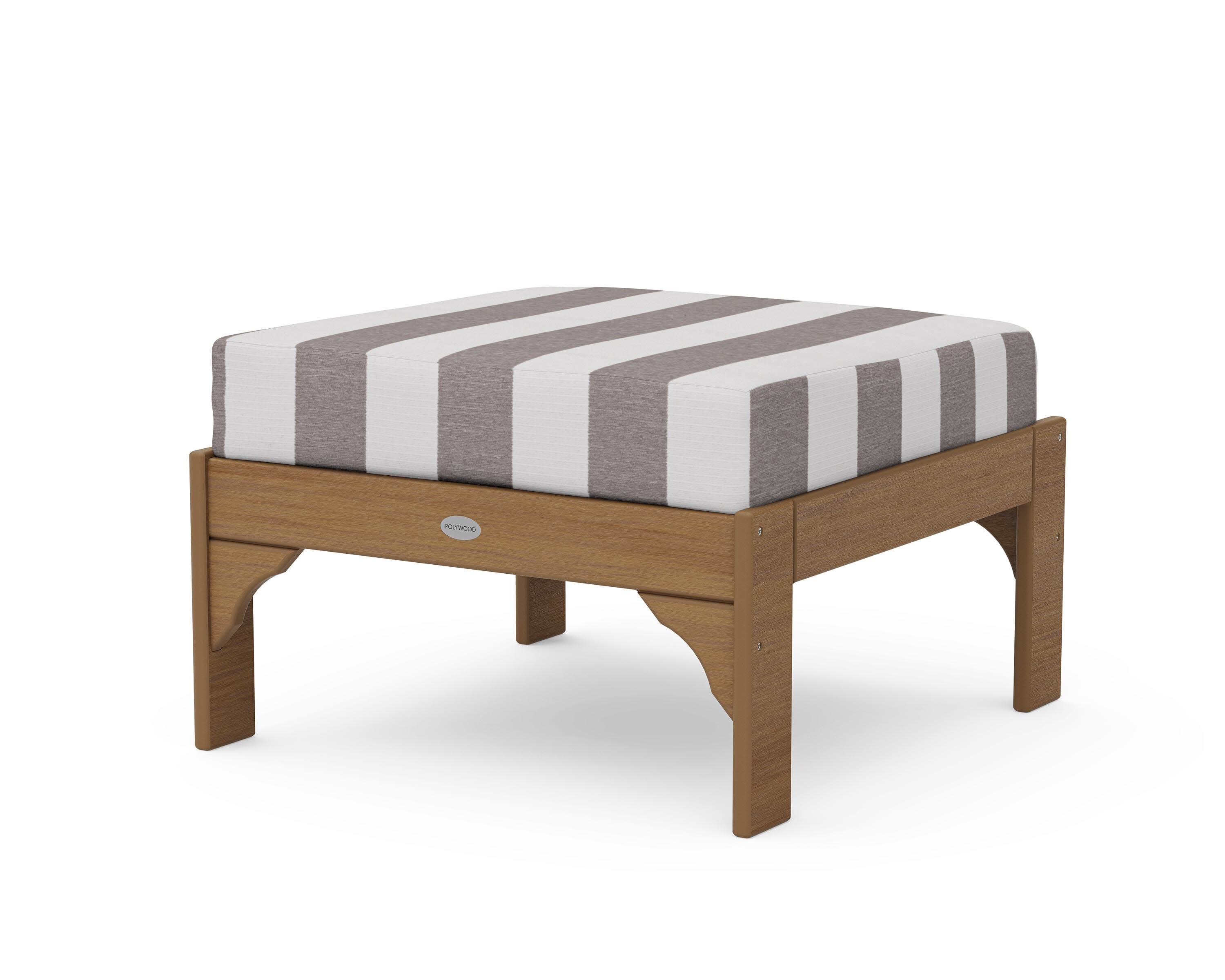 Vineyard Deep Seating Ottoman in Natural / Cabana Stripe Grey Mist