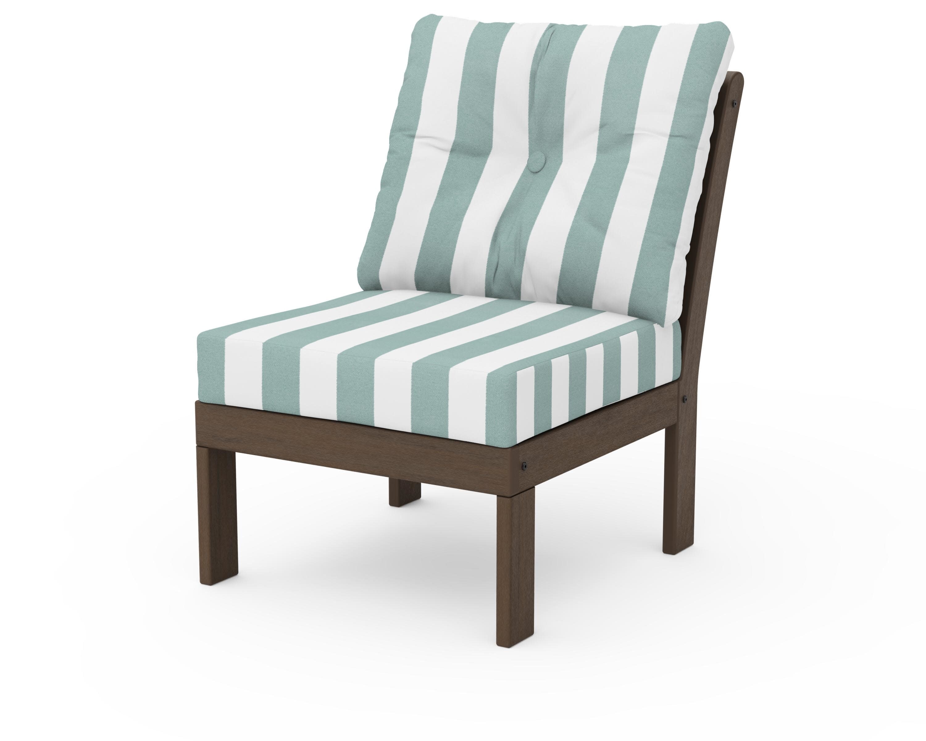 Vineyard Modular Armless Chair in Kona / Cabana Stripe Glacier Spa