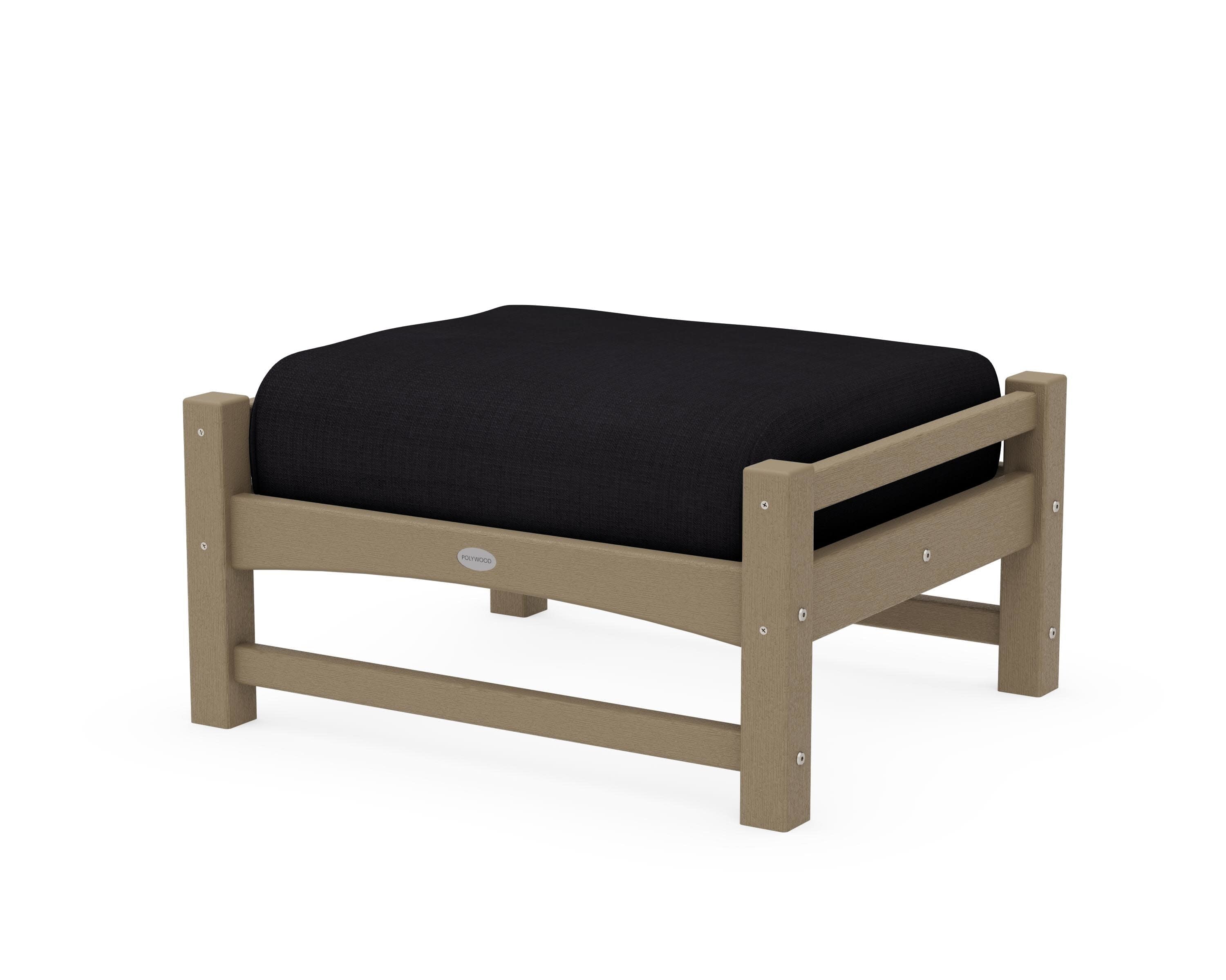 Club Ottoman in Vintage Sahara / Midnight Linen