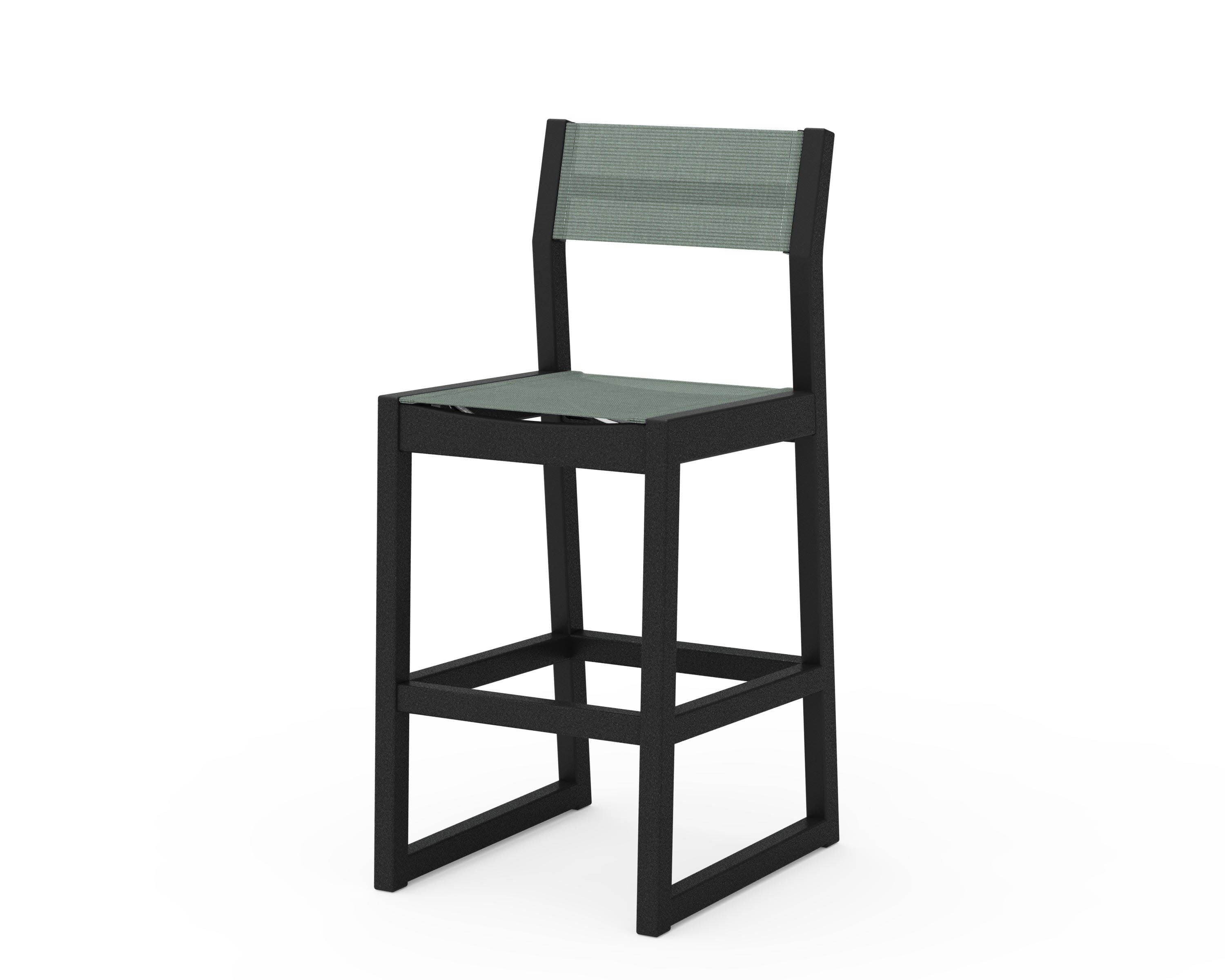 EDGE Sling Bar Side Chair in Black / Dupioni Sea Mist Sling