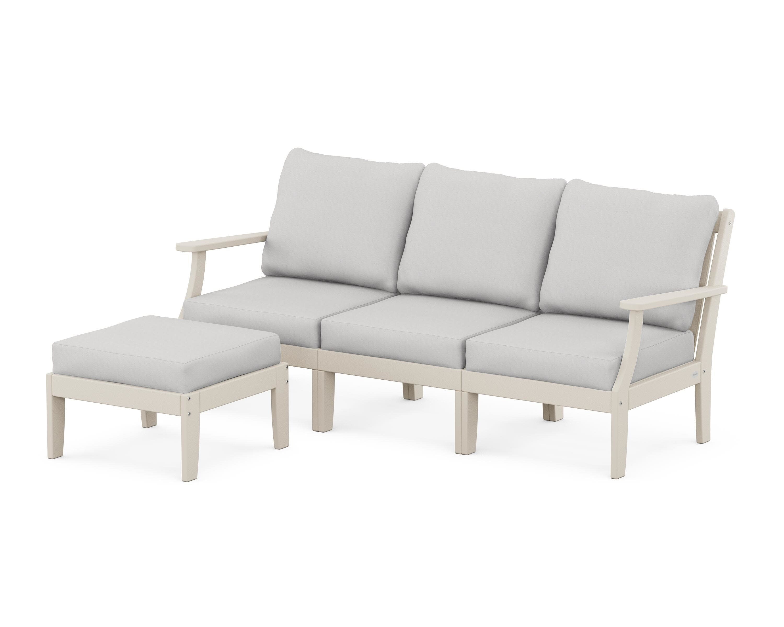Braxton Modular 4-Piece Deep Seating Set with Ottoman in Sand / Diamond in the Rough