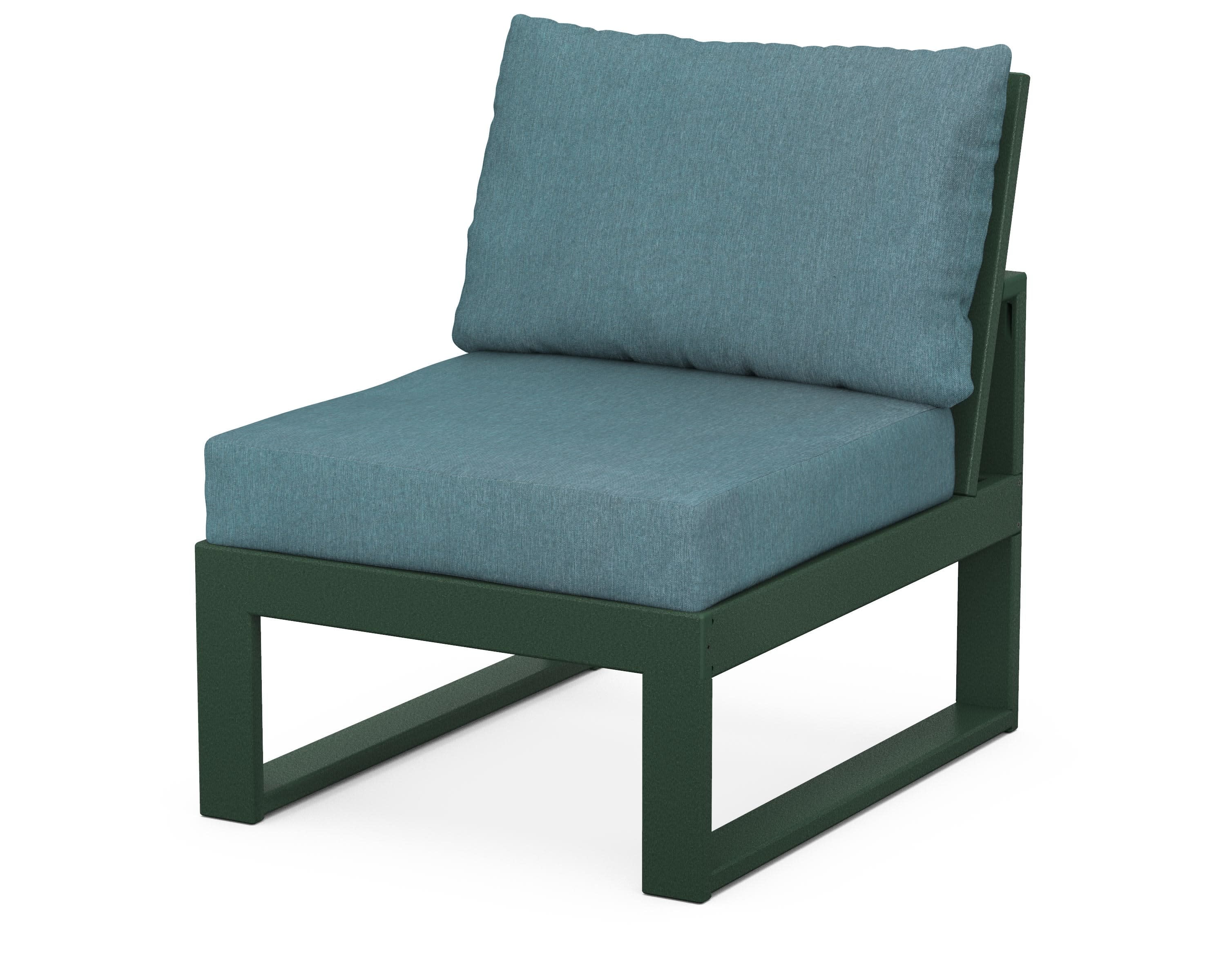 Modular Armless Chair in Green / Ocean Teal