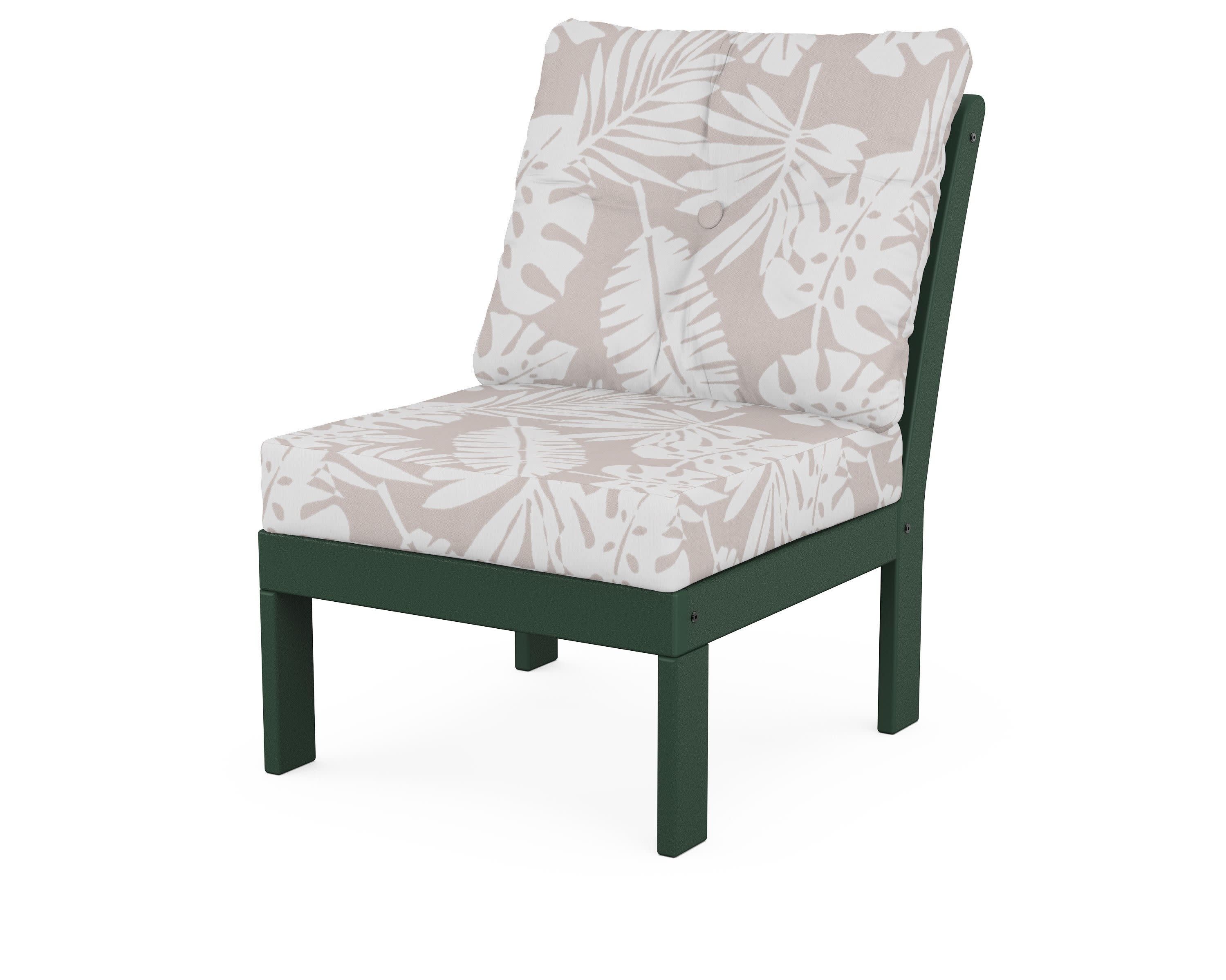 Vineyard Modular Armless Chair in Green / Leaf Dune Burlap