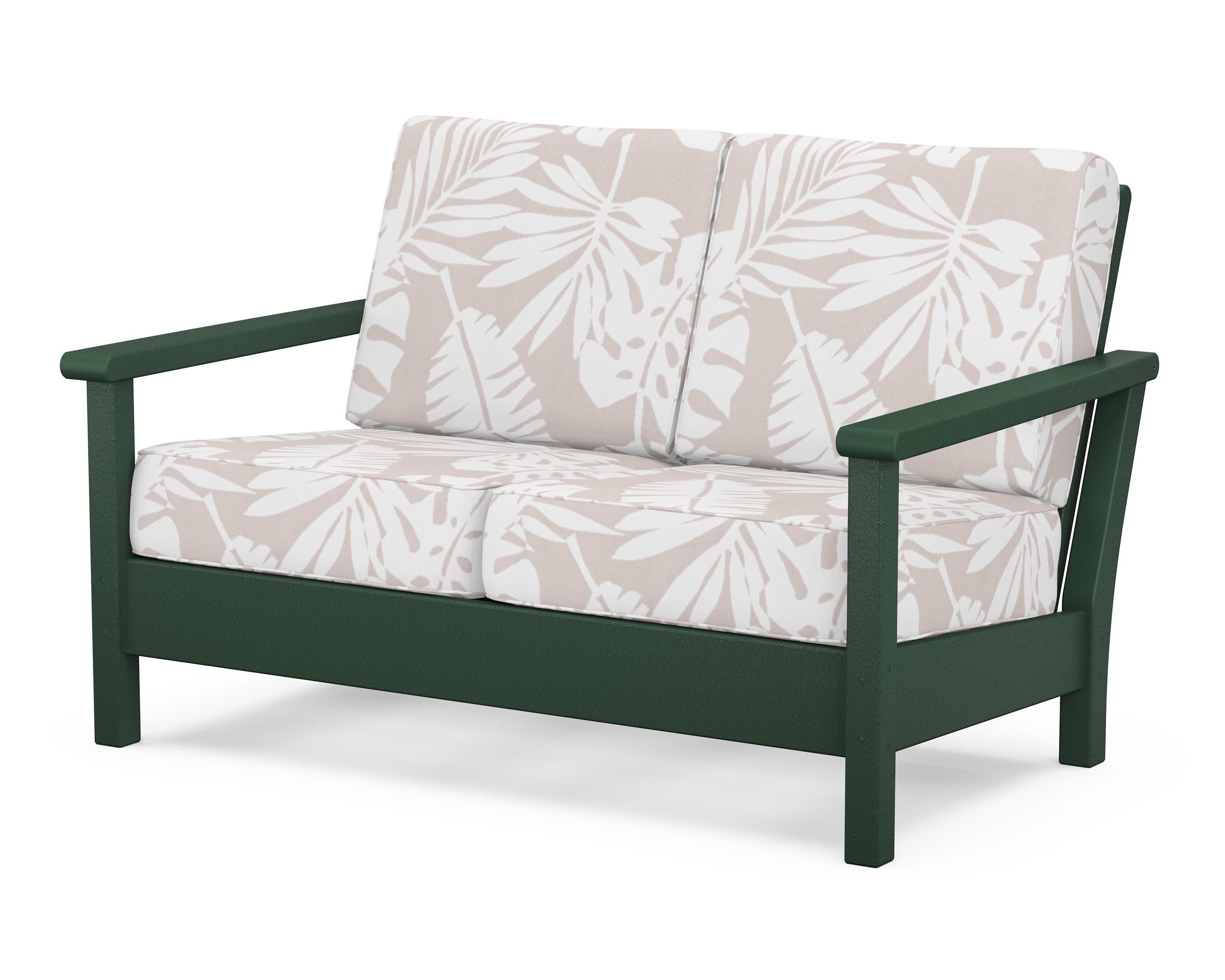 Harbour Deep Seating Loveseat in Green / Leaf Dune Burlap