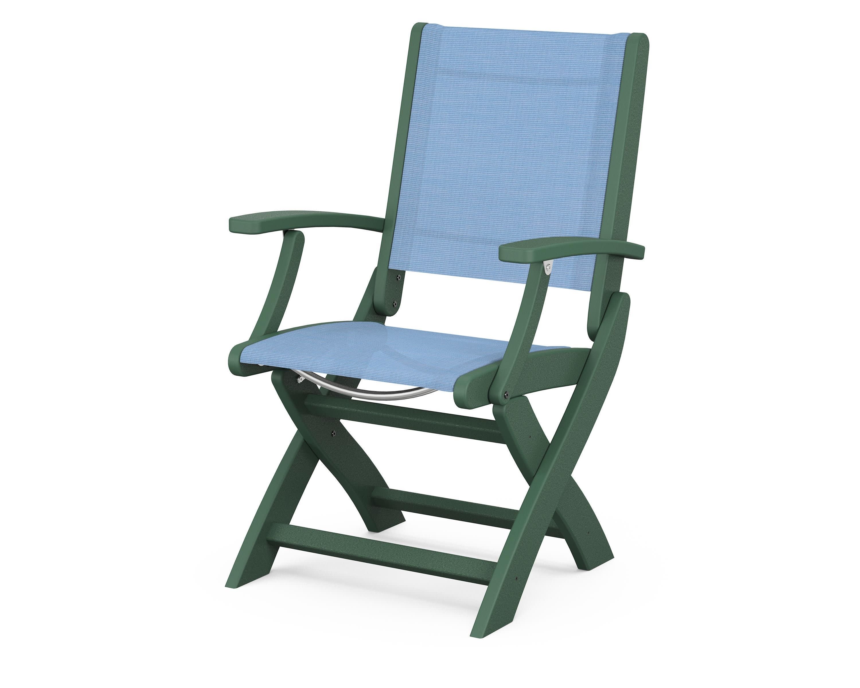 Coastal Folding Chair in Green / Poolside Sling