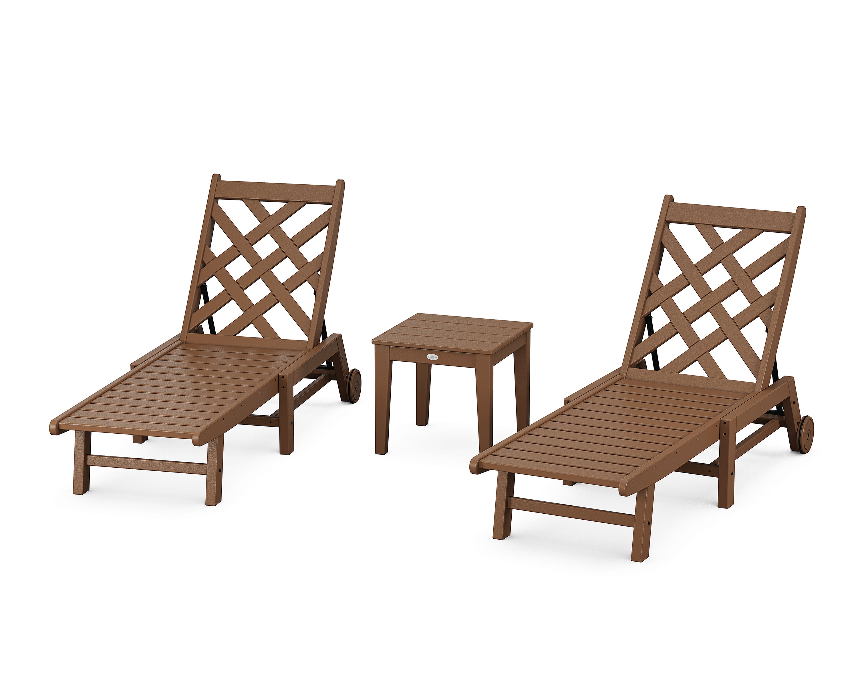 Wovendale 3-Piece Chaise Set with Wheels in Teak