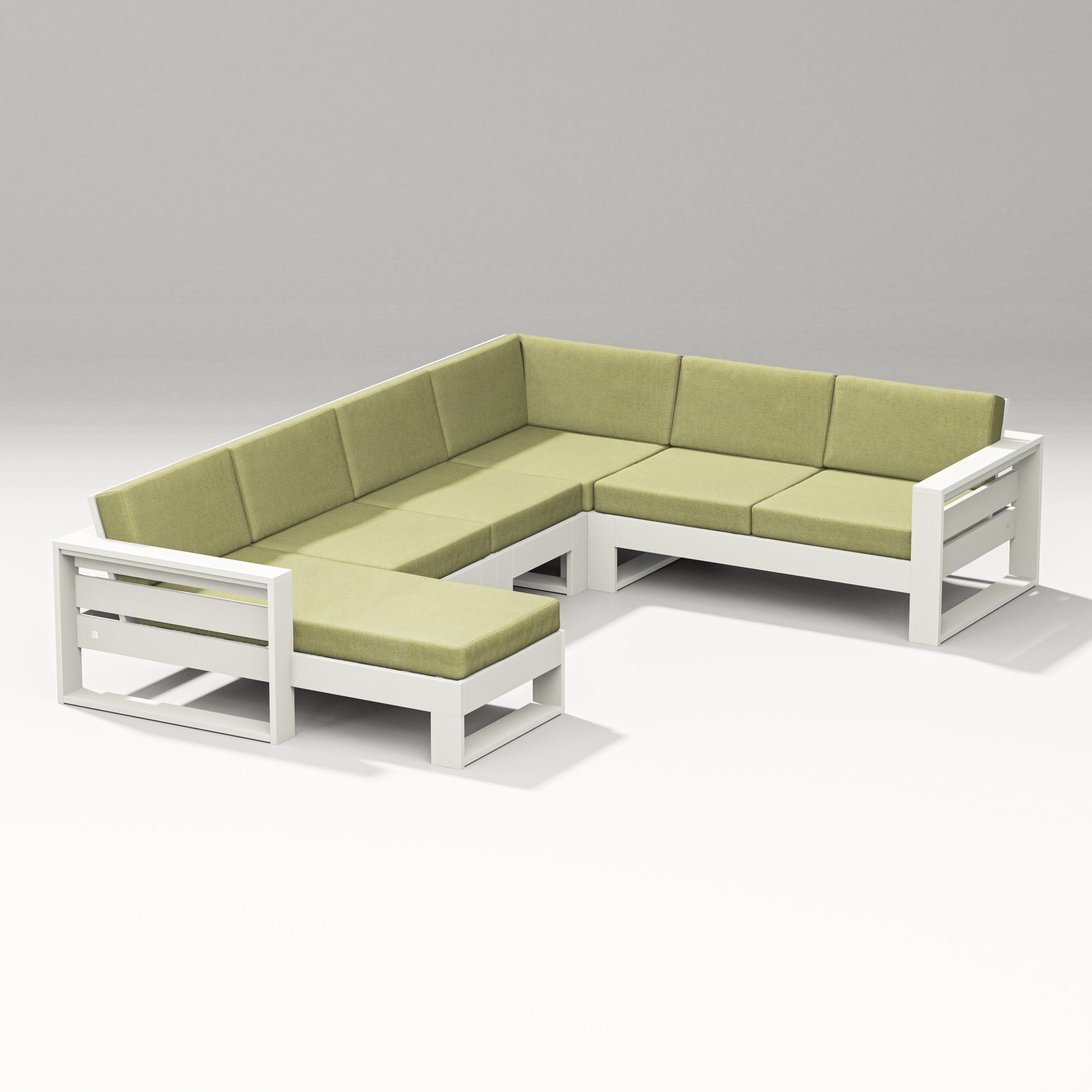 Latitude Corner Sectional with Left Chaise in Vintage White / Chartreuse Boucle