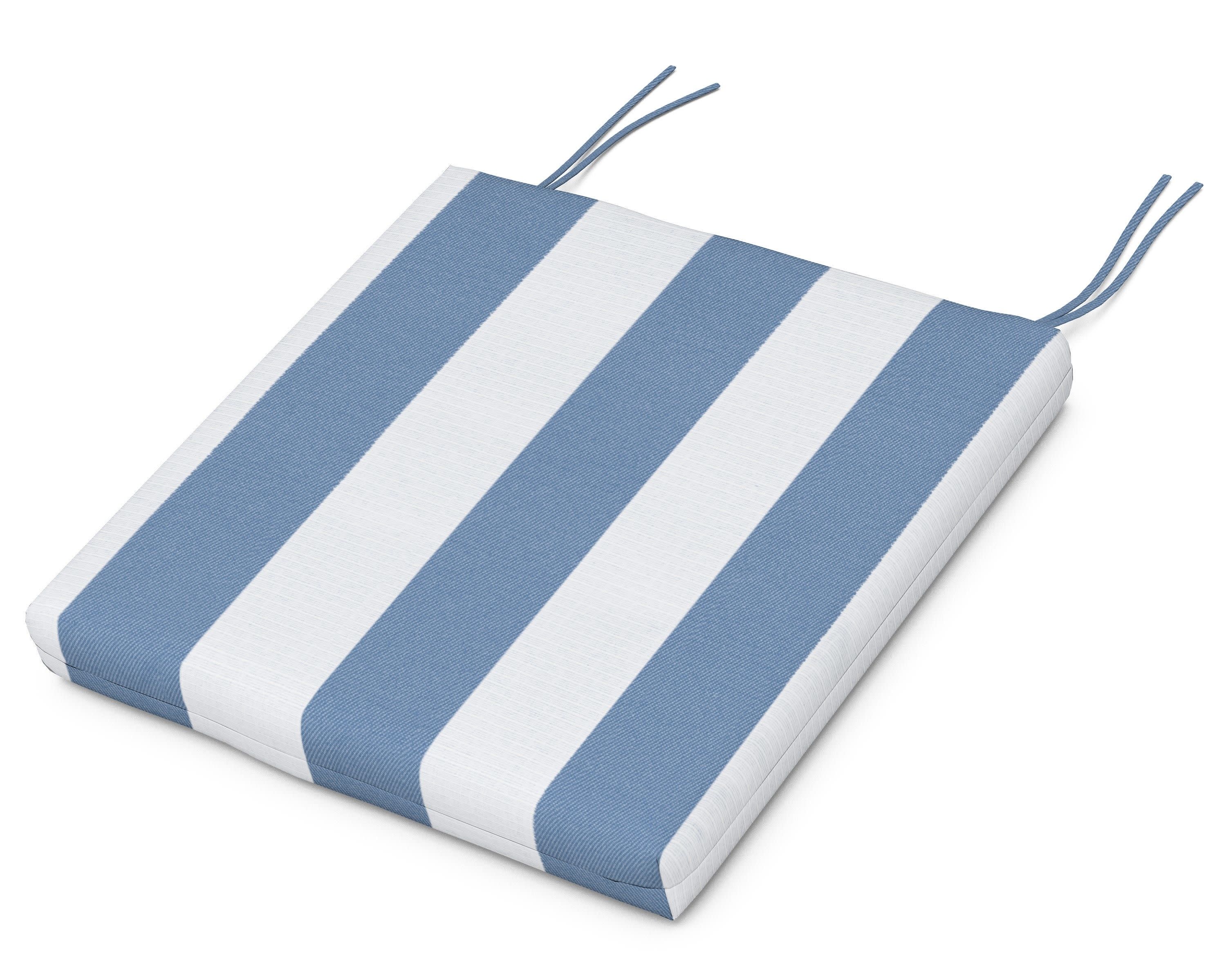 Standard Seat Cushion 16.5"D x 20.13"W x 2.5"H in Cabana Stripe Sky Blue