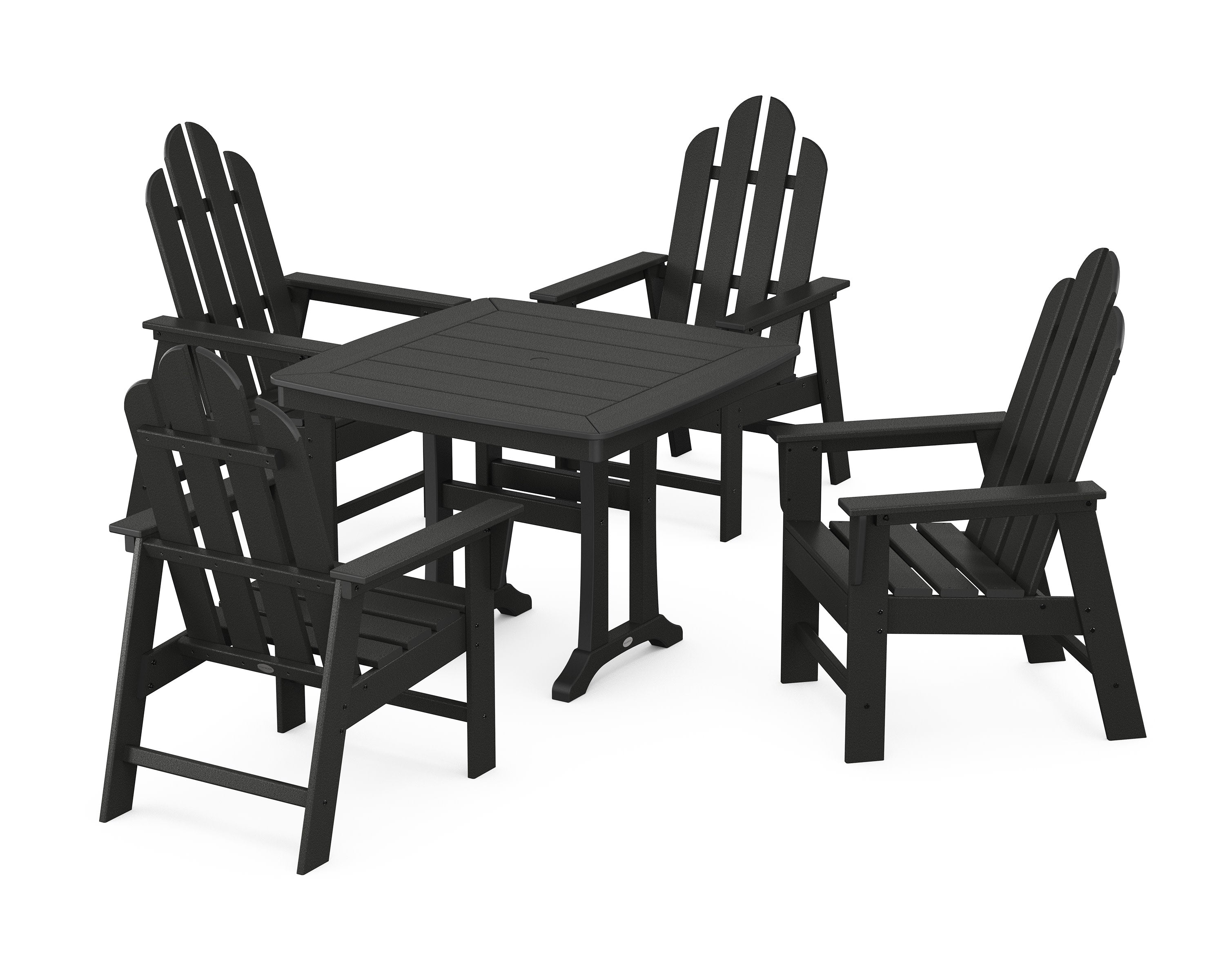 Long Island 5-Piece Dining Set with Trestle Legs in Black