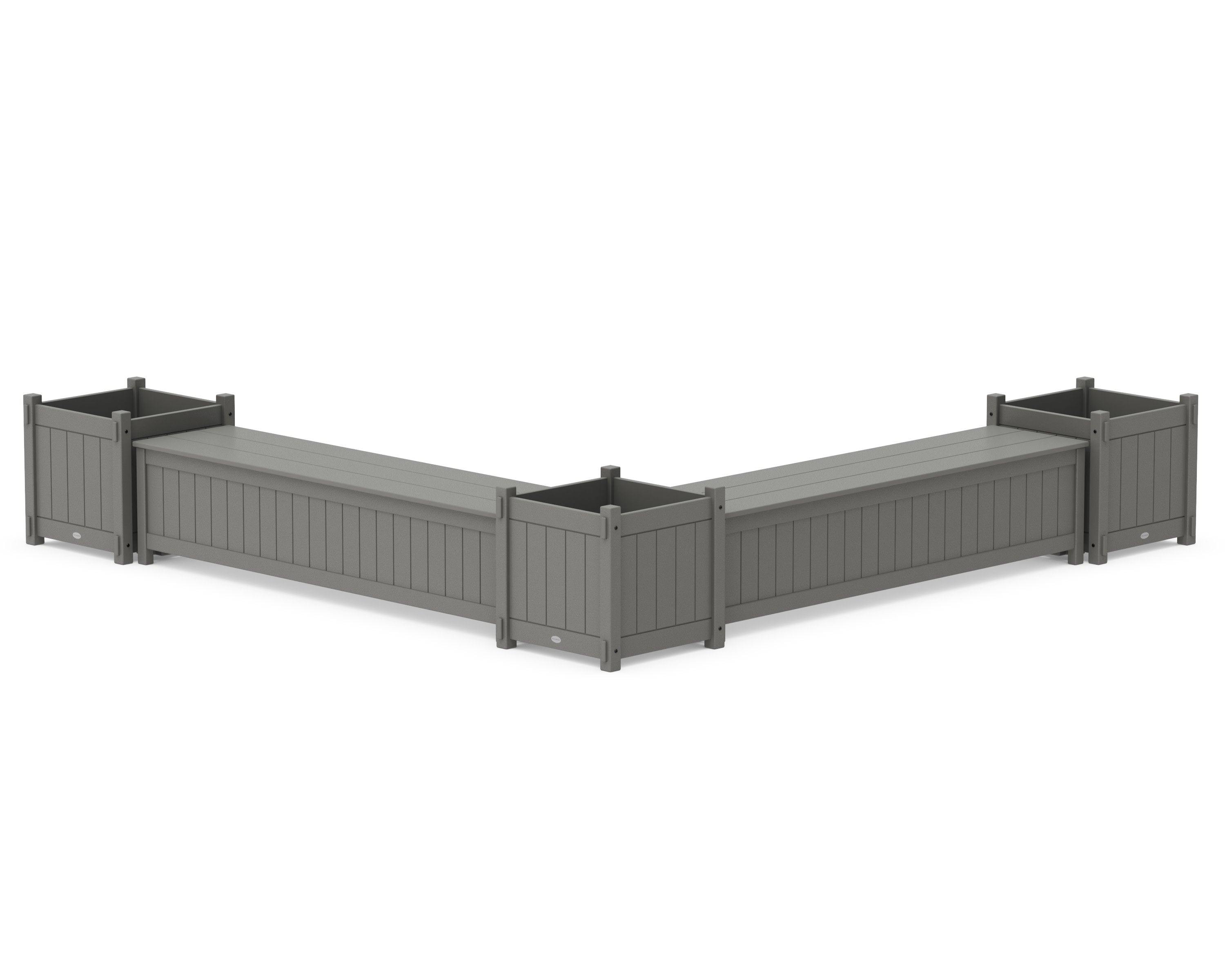 72" Vineyard L- Shaped Planter Storage Bench Corner Set- Large in Slate Grey