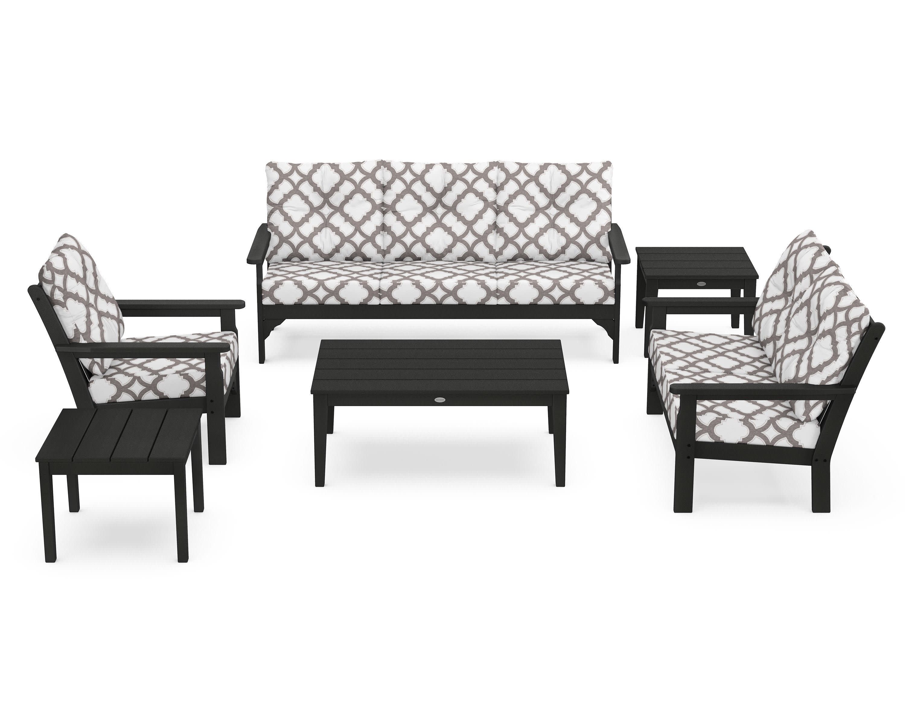 Vineyard 6-Piece Deep Seating Set in Green / Trellis Grey Mist