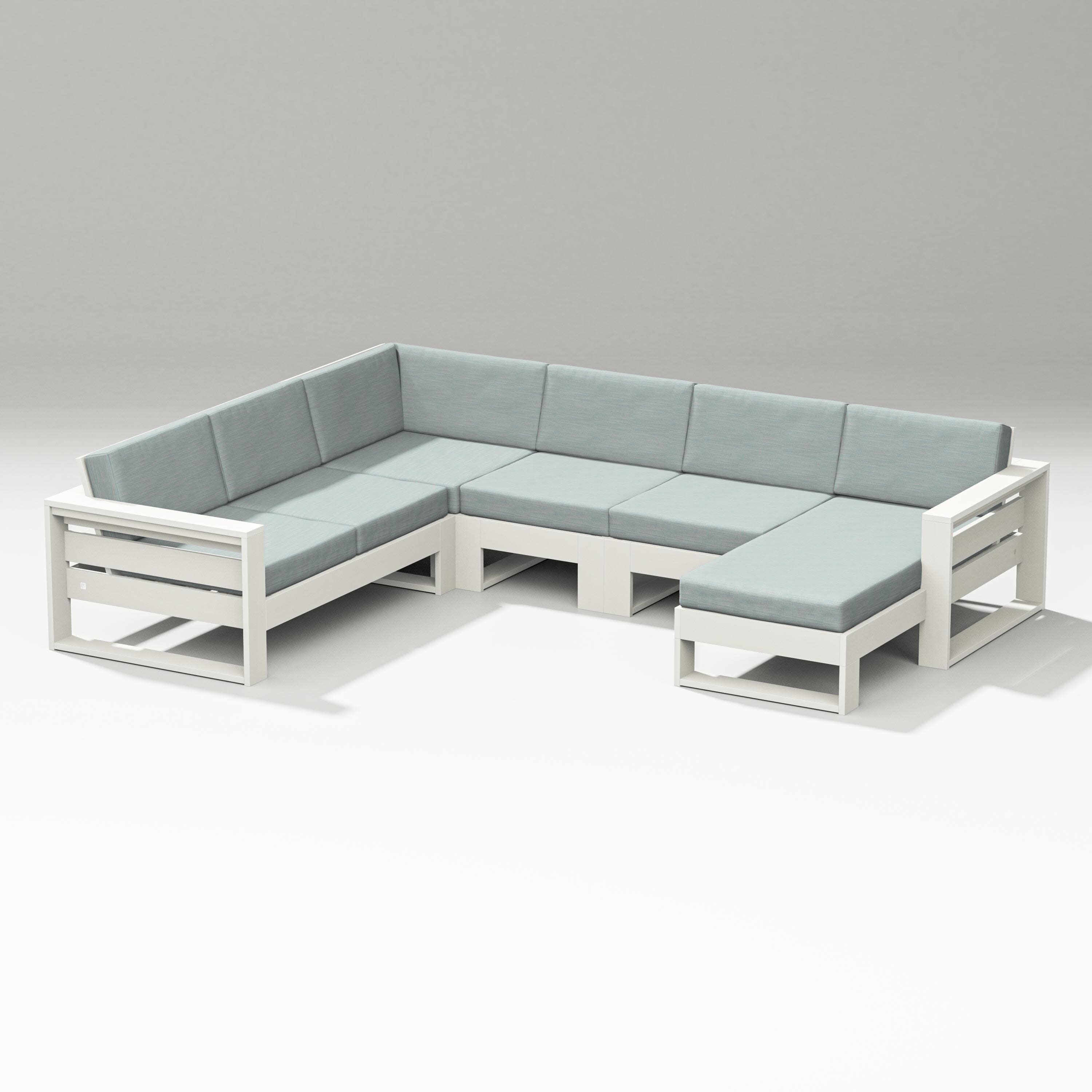 Latitude Corner Sectional with Right Chaise in Vintage White / Soothe Mist