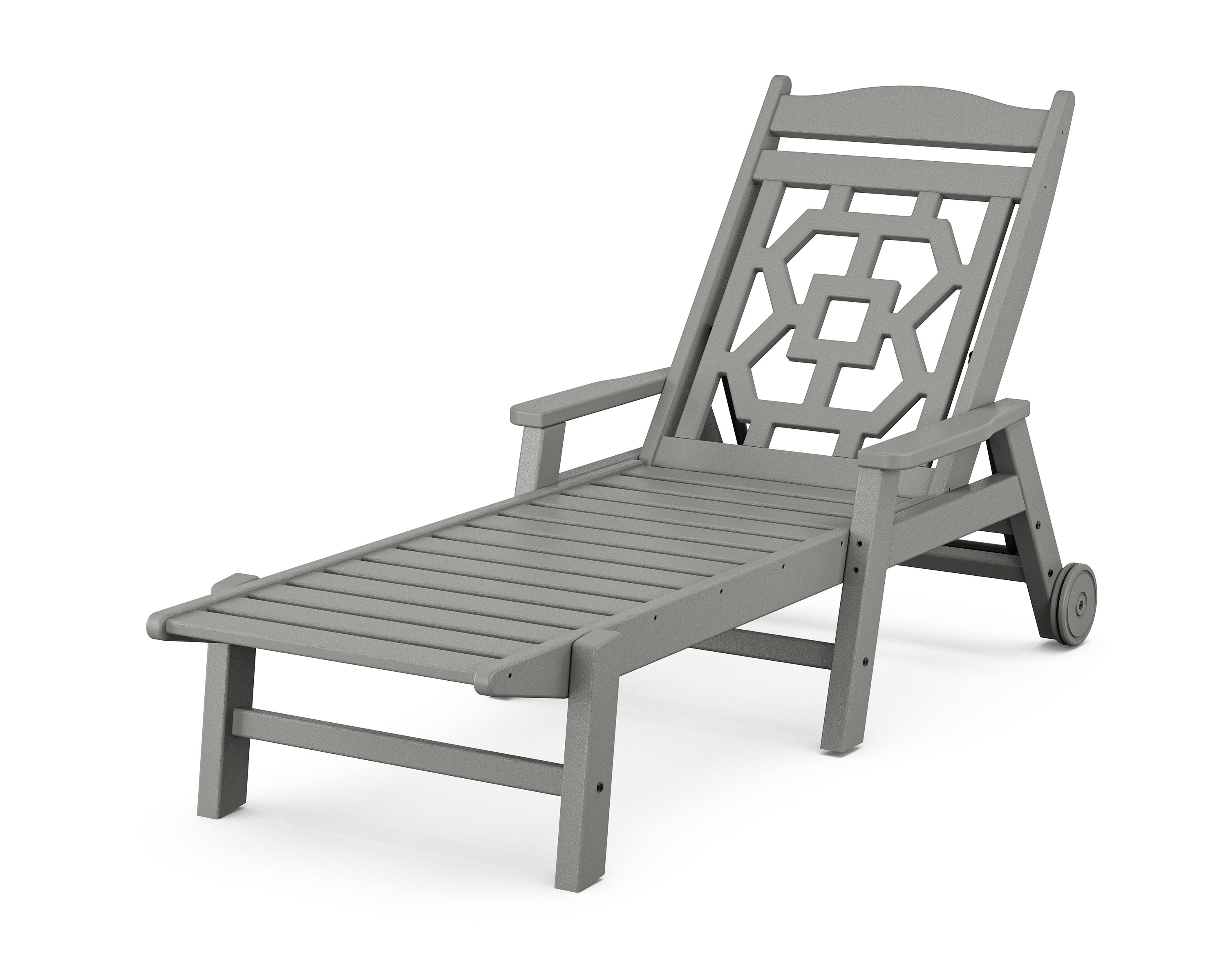 Chinoiserie Chaise Lounge in Slate Grey